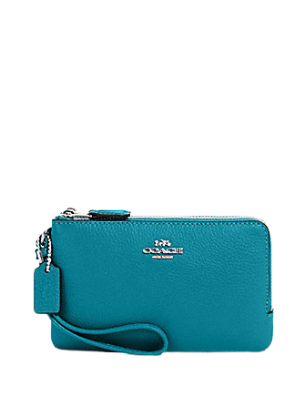 Coach Double Corner Zip Wristlet - Stylish Leather Card Holder & Small Wallet for Women | Perfect for Everyday Use, Travel, and Parties