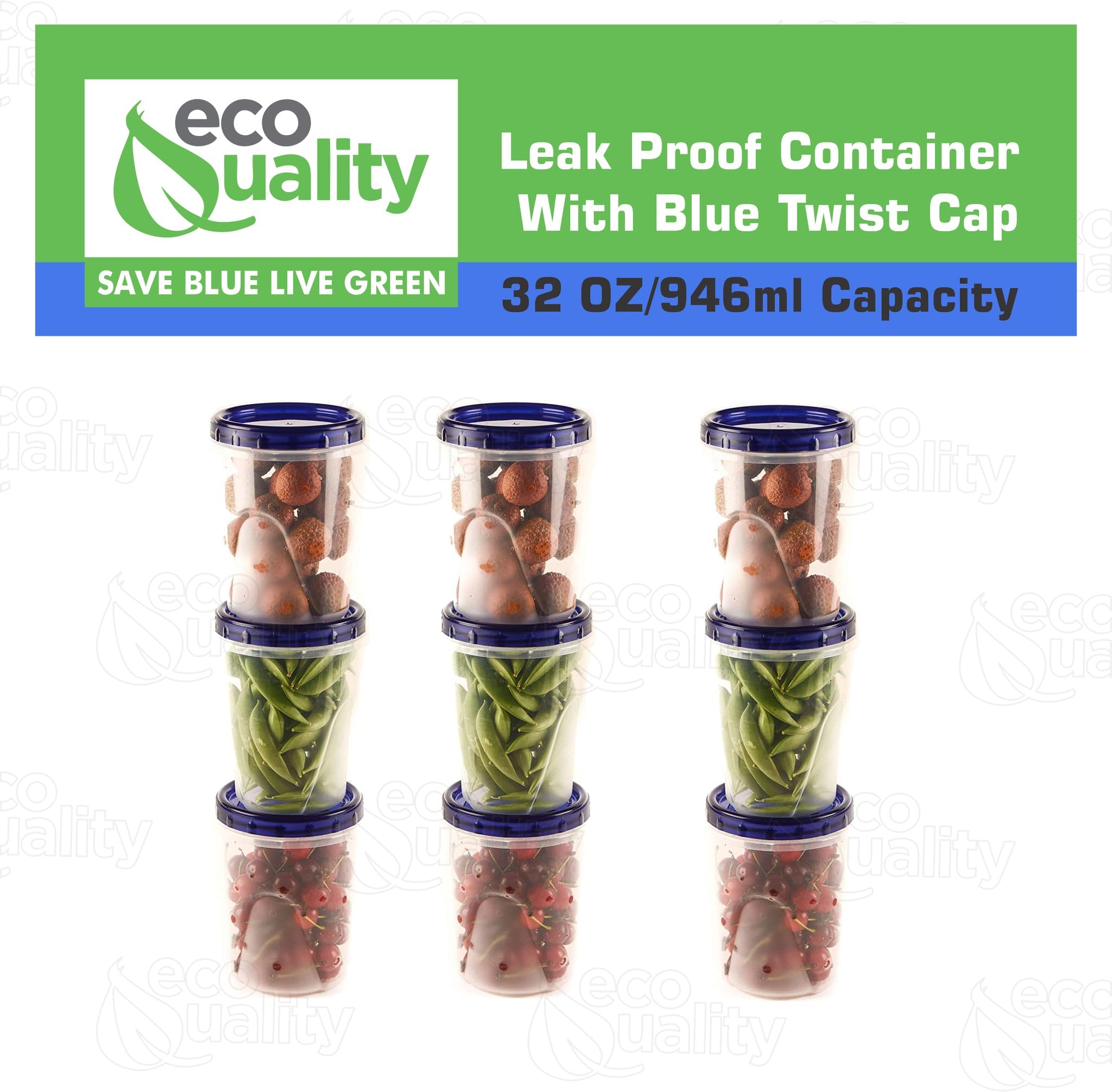 [9 Pack] 32oz Airtight Plastic Food Storage Containers with Twist Lock Lids - BPA-Free, Leakproof, Reusable & Stackable Meal Prep Containers for Lunch, Snacks, Leftovers & On-the-Go Food Storage