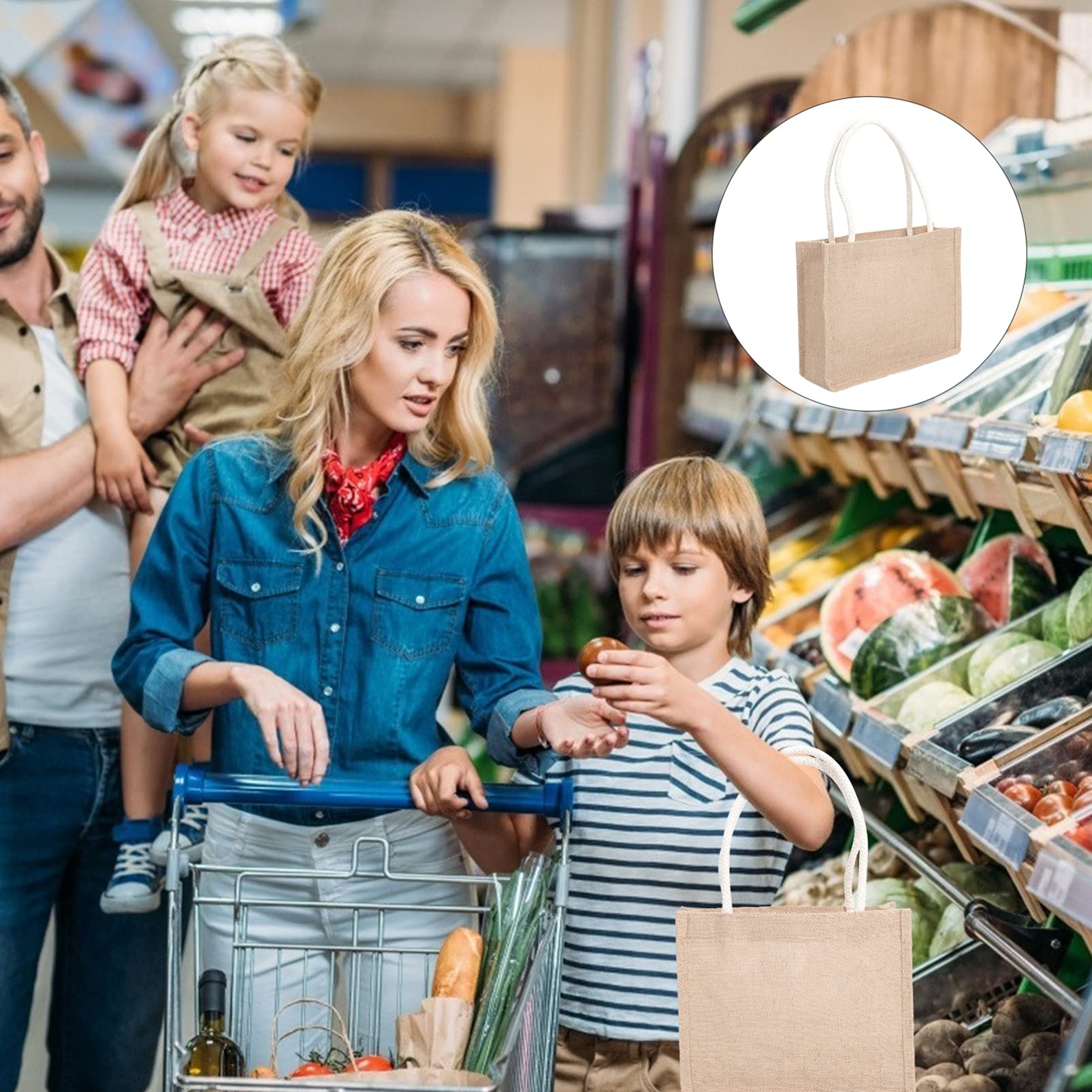 Eco-Friendly Jute Tote Bag for Women - Reusable Shopping Bag with Single Shoulder Strap - Durable Burlap Handbag for Groceries, Beach, Work & Daily Use