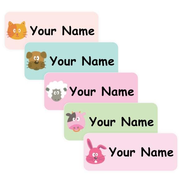 Oliver's Labels Animal Faces - 40 Durable Name Tags for School & Camp Gear