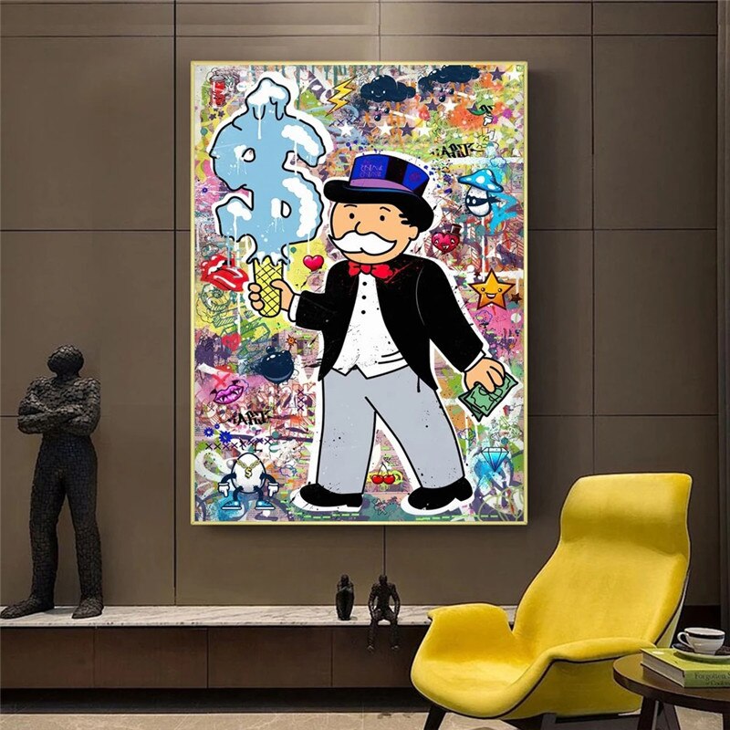 Funny Monopoly Money Alec Canvas Print - Wall Art for Game Room, Office Decor & Gifts