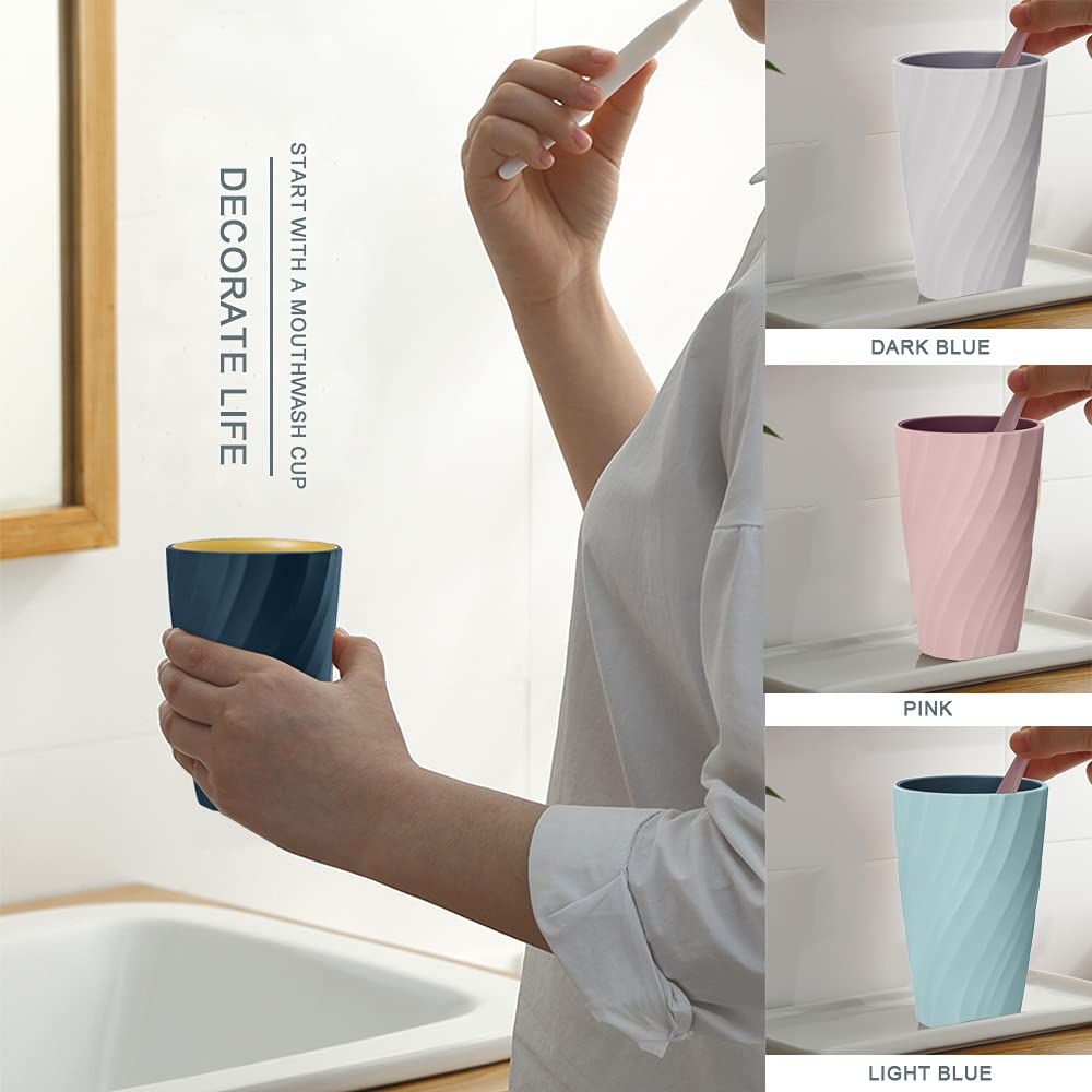 2-Pack Unbreakable Toothbrush Holder Cups - Durable Bathroom Tumbler for Toothbrush & Accessories Organization (Light Blue & Dark Blue) - Perfect for Bathroom Countertop, Travel, and Dorm Essentials
