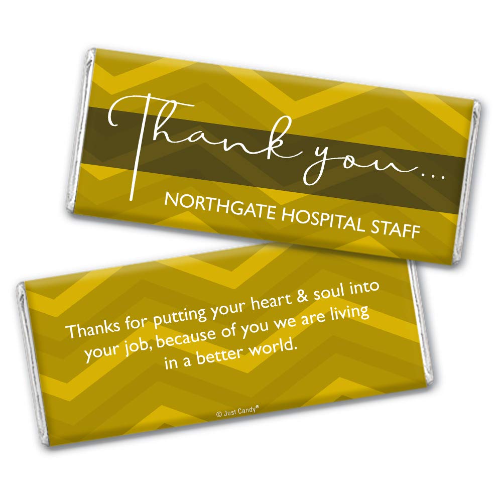 Personalized Chocolate Bar Wrappers - 25 Pack Custom Thank You Wraps in Sunshine Yellow | Perfect for Baby Showers, Weddings & Corporate Gifts