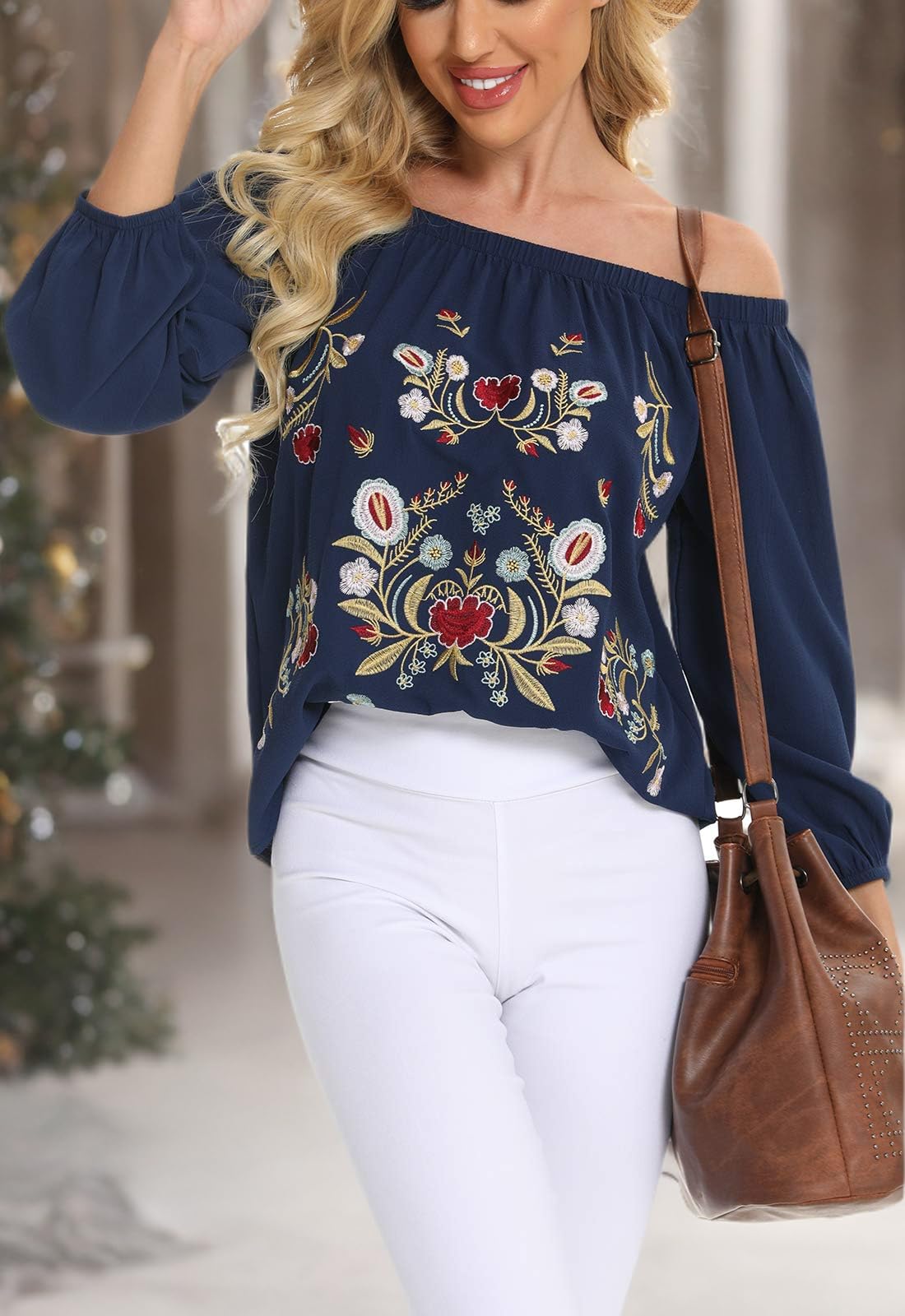 Mexican Embroidered Shirt for Women - Boho Floral Western Top for Festivals & Vacations