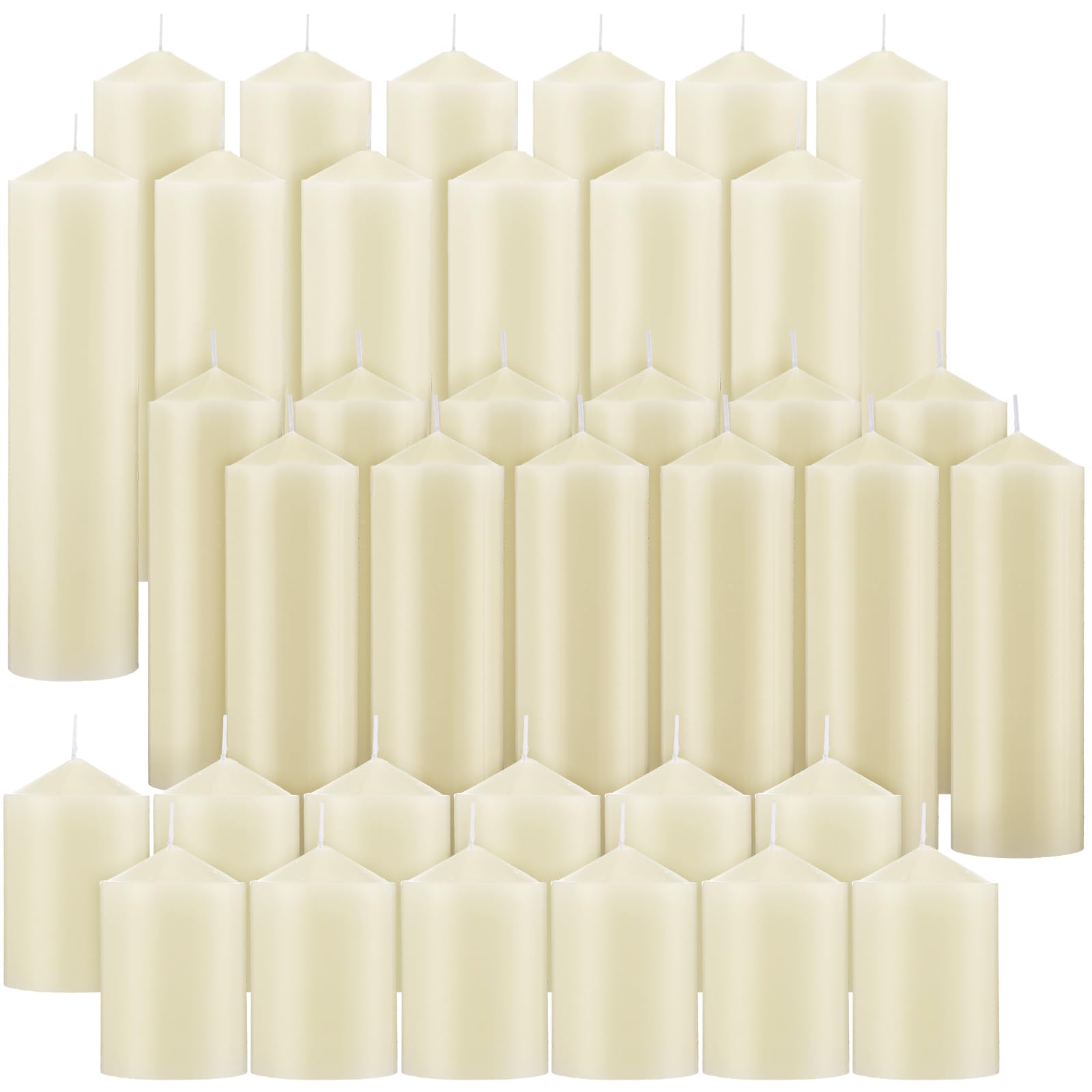 MTLEE 36-Pack Bulk Pillar Candles Set - 3 Sizes (2x3