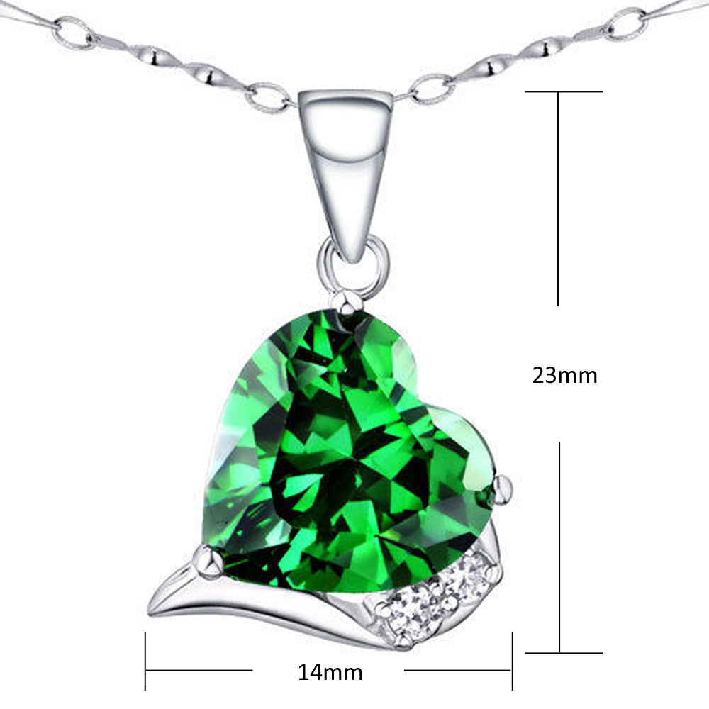 MABELLA Sterling Silver Heart Pendant & Earrings Set with Simulated Ruby & Emerald - Elegant Jewelry Gift for Women, Birthday, Anniversary, Valentine's Day - Perfect for Parties, Weddings & Special Occasions