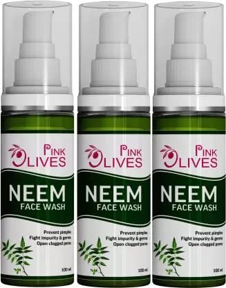 Pink Olives Neem Face Wash 300ml - Natural Acne Treatment & Oil Control for Clear Skin | Daily Cleanser for Oily & Sensitive Skin