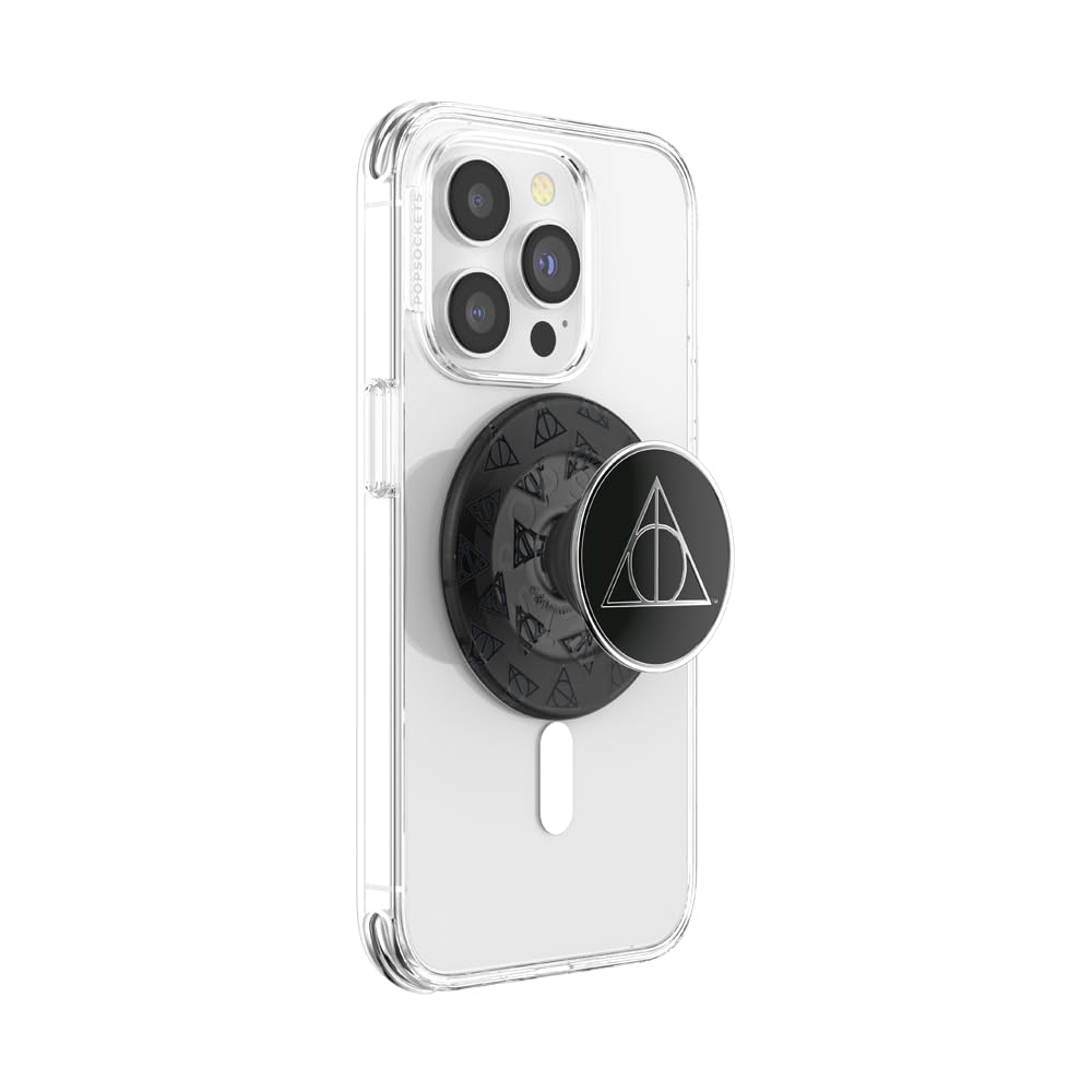 PopSockets MagSafe Phone Grip with Adapter Ring - Harry Potter Deathly Hallows Enamel Design | Wireless Charging Compatible Phone Holder for iPhone | Perfect for Commuting, Gaming & Hands-Free Use
