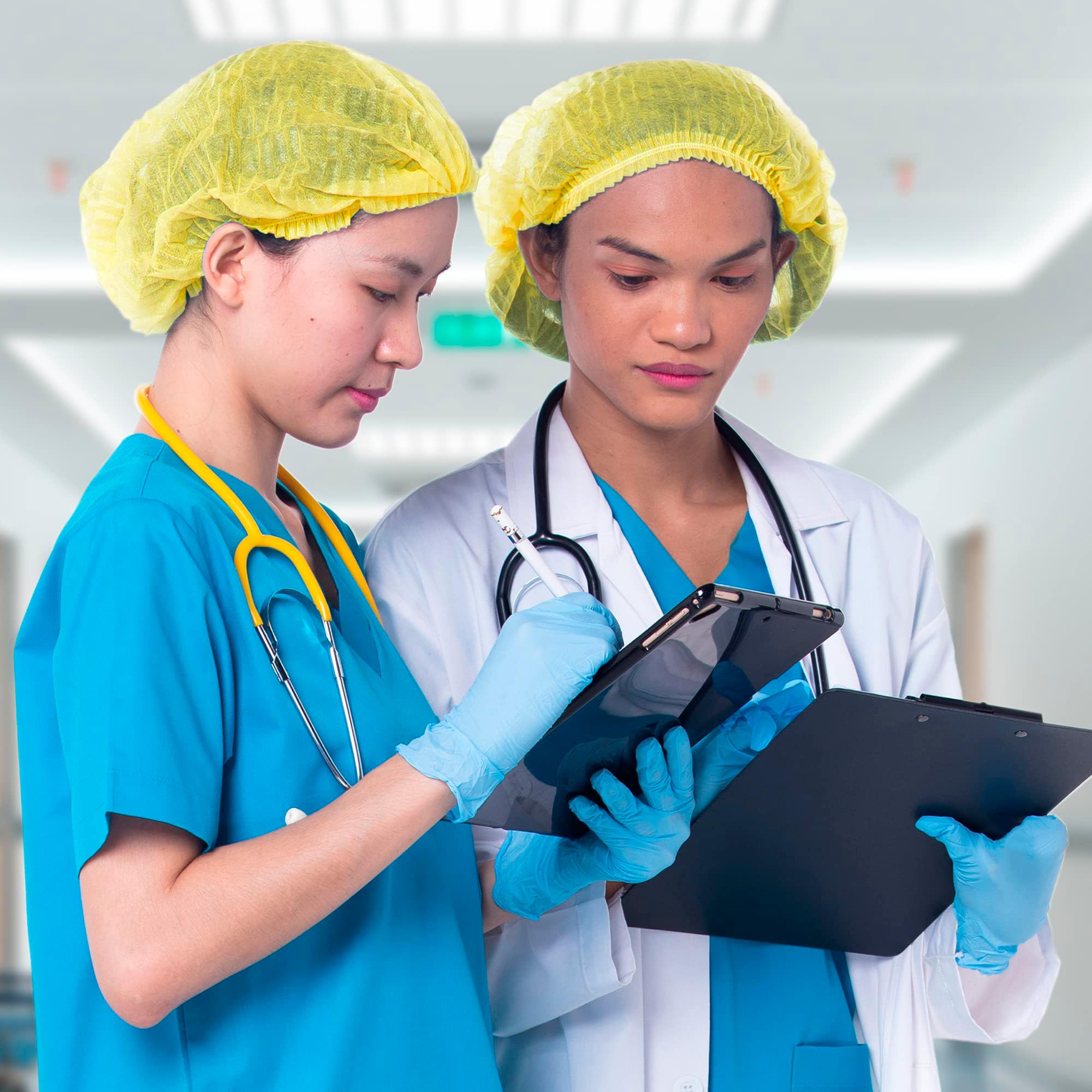 1000 Pack Disposable Bouffant Caps 21 Inch - Yellow Polypropylene Hair Nets for Medical, Food Service, Beauty & Tattoo Salons - Ideal for Healthcare Workers, Chefs & Salon Professionals