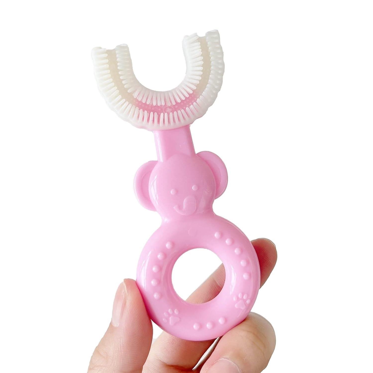 Kritiu Giraffe Shape Teether and U Shape Toothbrush Set - BPA-Free Silicone Baby Teething Toy & Toothbrush for Infants 0-12 Months - Safe, Soft & Practical Oral Care Solution (Pink) - Perfect for Soothing Sore Gums During Teething and Gentle Teeth Cleaning