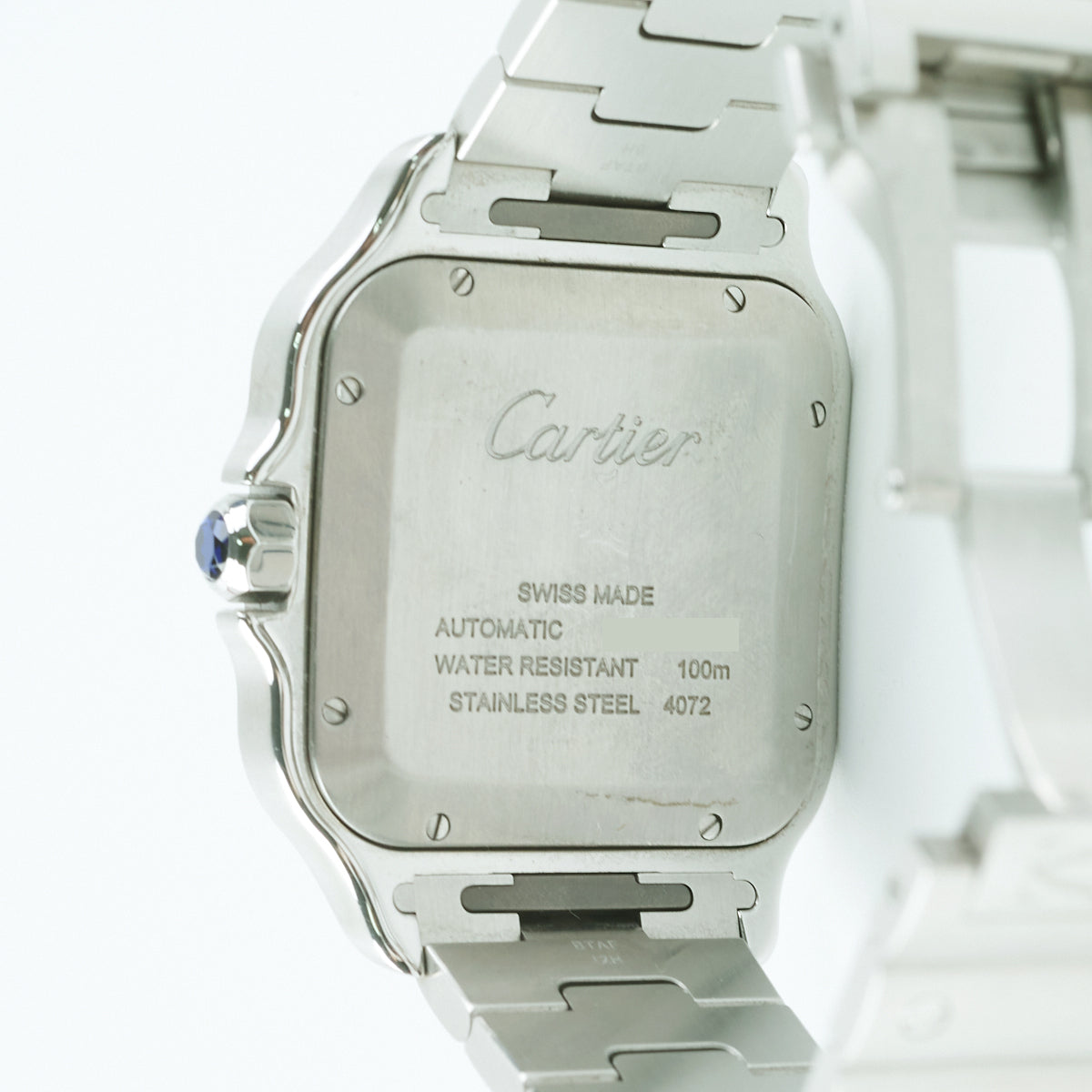 Cartier Santos Watch for Men - Luxury Stainless Steel Dark Navy Dial Automatic Watch - Perfect for Business, Formal Events & Gifting