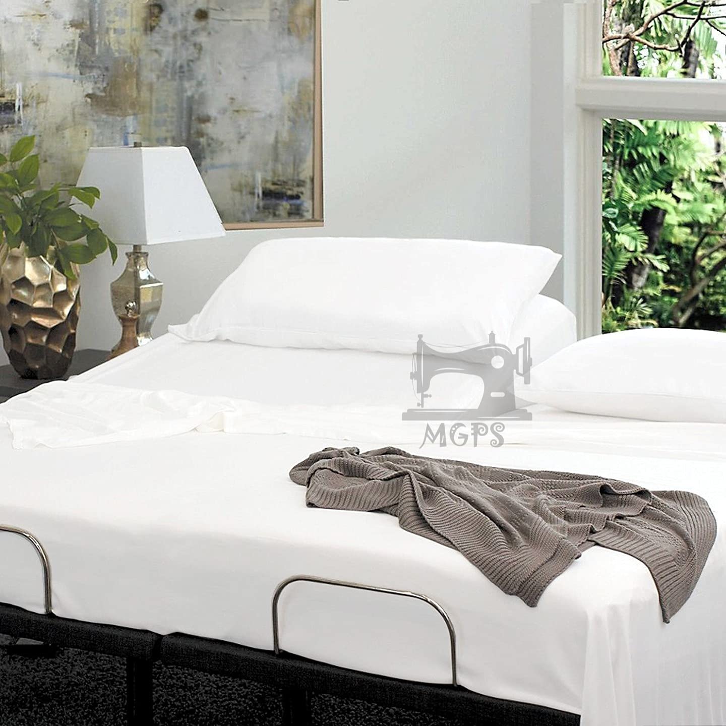 Premium 800 Thread Count 100% Egyptian Cotton Split Head Queen Sheet Set - 12-Inch Deep Pockets for Adjustable Beds | 36