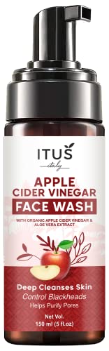 ITUS Apple Cider Vinegar Foaming Face Wash - Gentle & Effective Facial Cleanser for Women & Men, 150ml (Pack of 1) | Acne Treatment, Oil Control & Pore Minimizer for Daily Skincare Routine