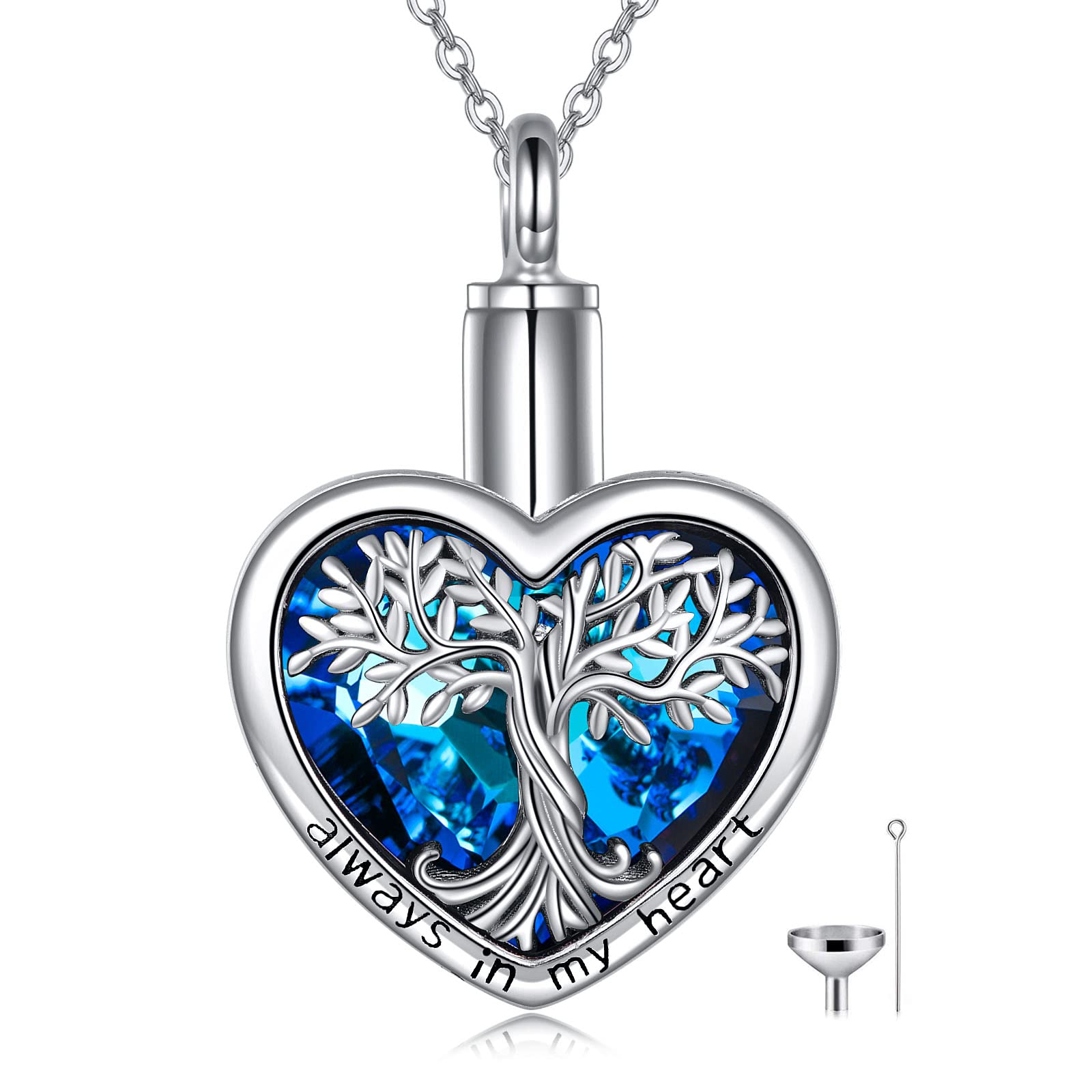 Sterling Silver Tree of Life Urn Necklace for Ashes - Memorial Cremation Jewelry with Crystal Pendant, Sympathy Gift for Women - Perfect for Keeping Loved Ones Close During Special Occasions & Everyday Wear