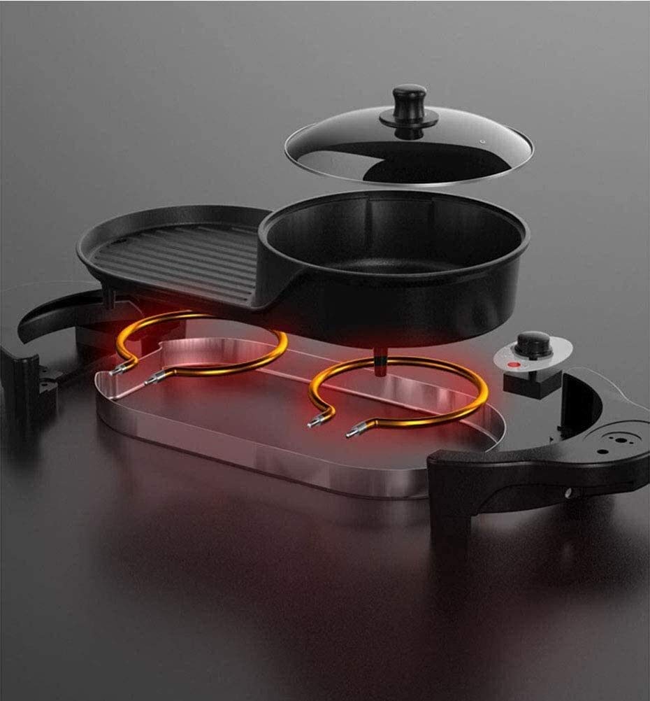 2-in-1 Large Capacity Electric Hot Pot & Grill - Indoor Smokeless Teppanyaki Grill with Flat Bottom for Easy Cleaning - Perfect for Family Gatherings, Asian Hot Pot Meals & Home BBQ Parties