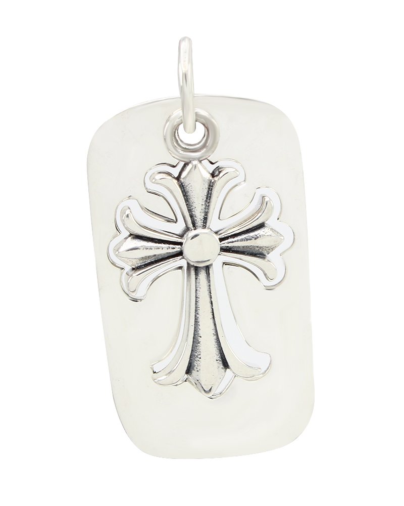 Affy Dog Tag Cut Out Cross Biker Rock Punk Charm Pendant Necklace - Unisex Sterling Silver Jewelry for Men & Women - Perfect for Father's Day Gifts, Biker Events & Punk Rock Fashion