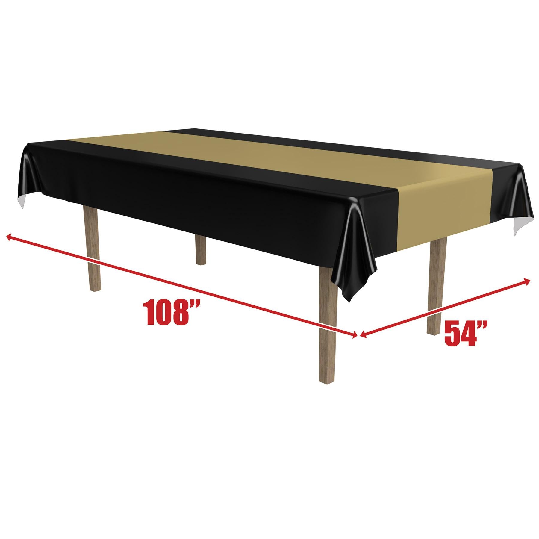 12 Pack Beistle Black and Gold Party Table Covers - Premium Disposable Tablecloths for Birthday, Wedding, and Holiday Decorations - Perfect for Indoor and Outdoor Celebrations