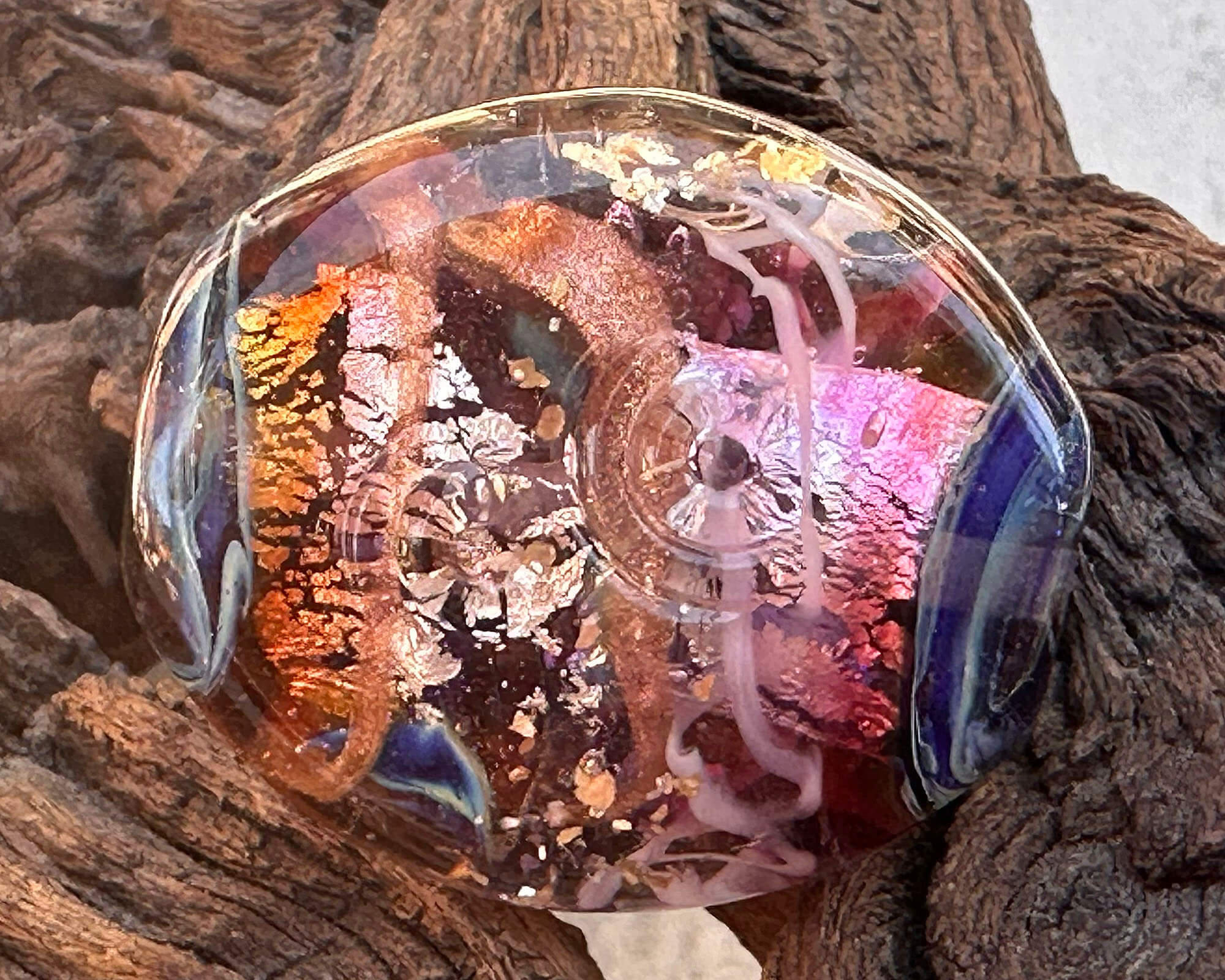 Handmade Golden Treasure Lampwork Glass Focal Bead - SRA Certified Artisan Jewelry Bead for Necklaces, Bracelets & DIY Crafting