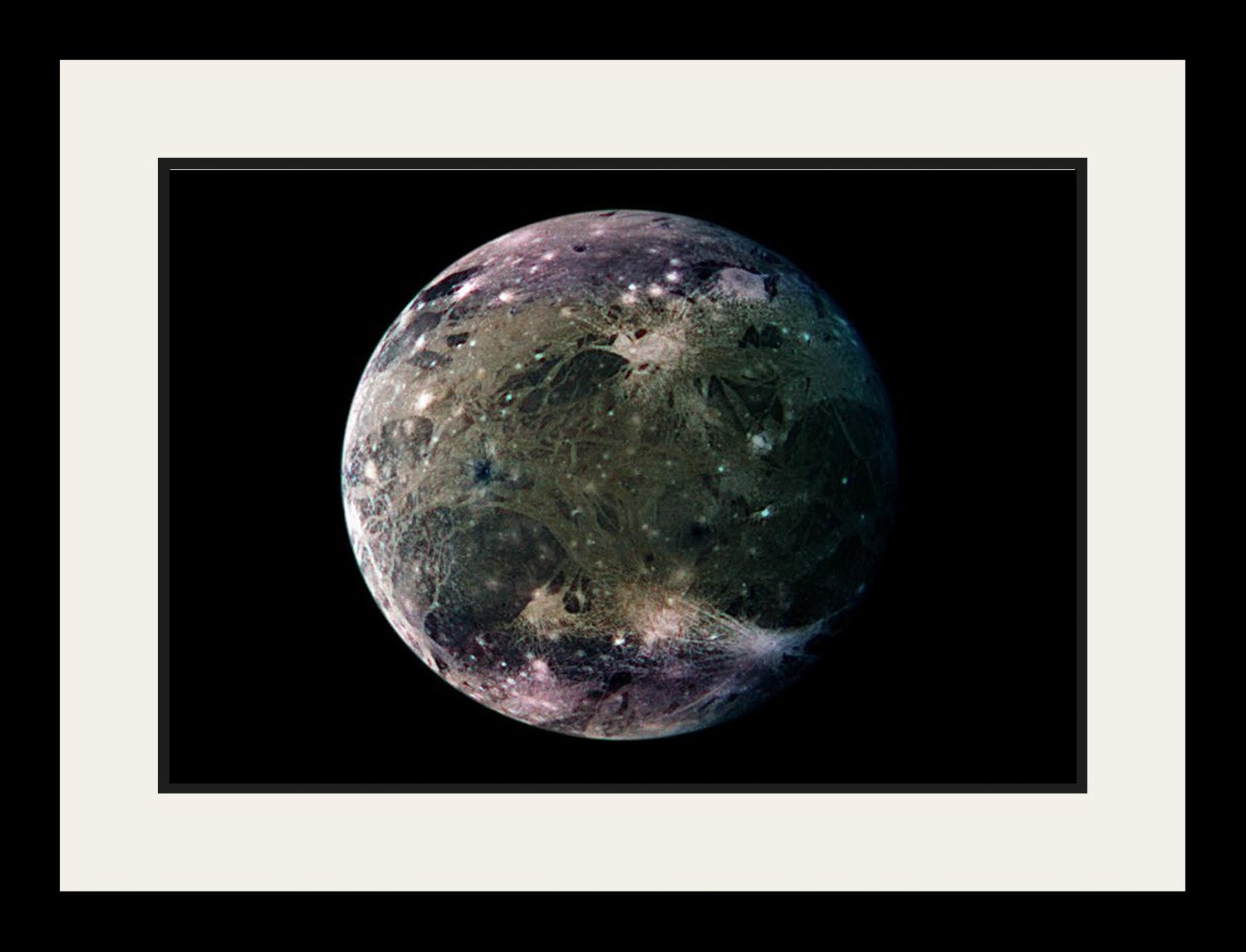 Ganymede Moon Poster - Astronomy Galaxy Wall Art Decor - Solar System Educational Print - Framed Picture for Home & Office (19x25 Inches) | Perfect for Space Enthusiasts, Classroom Decor & Holiday Gifts