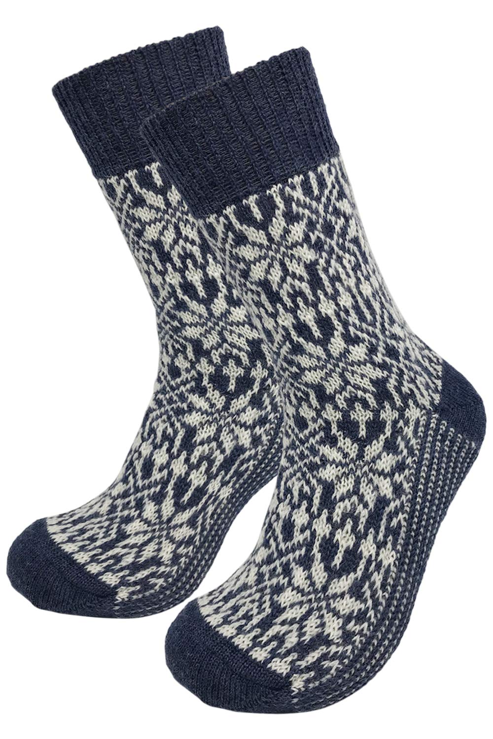 Organic Virgin Wool Boot Socks for Women & Men - Soft Patterned Hiking & Winter Socks (Sizes 6-13.5) - Perfect for Outdoor Adventures, Snow Boots & Cozy Home Wear