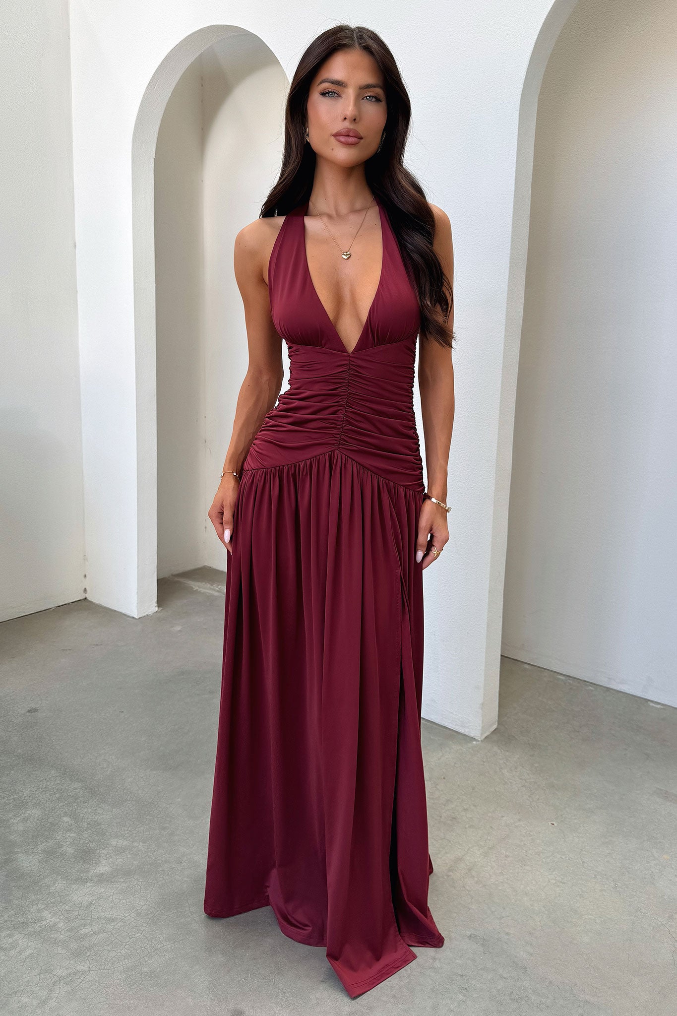 Ginevra Maxi Dress in Burgundy - Elegant Long Flowy Dress for Women, Perfect for Weddings, Parties & Summer Vacations