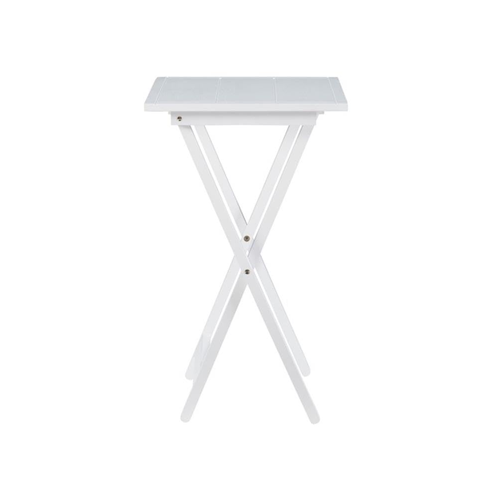 Pemberly Row Traditional 5-Piece Wooden Tray Table Set - Whitewashed Finish | Perfect for Living Room, Patio & Small Space Decor
