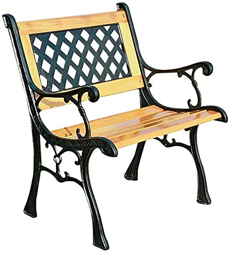 Outdoor Park Bench - Solid Wood Garden Bench with Mesh Backrest & Armrests for Patio, Backyard, Terrace - Weather-Resistant & Durable (Perfect for Parks, Gardens, and Outdoor Relaxation)