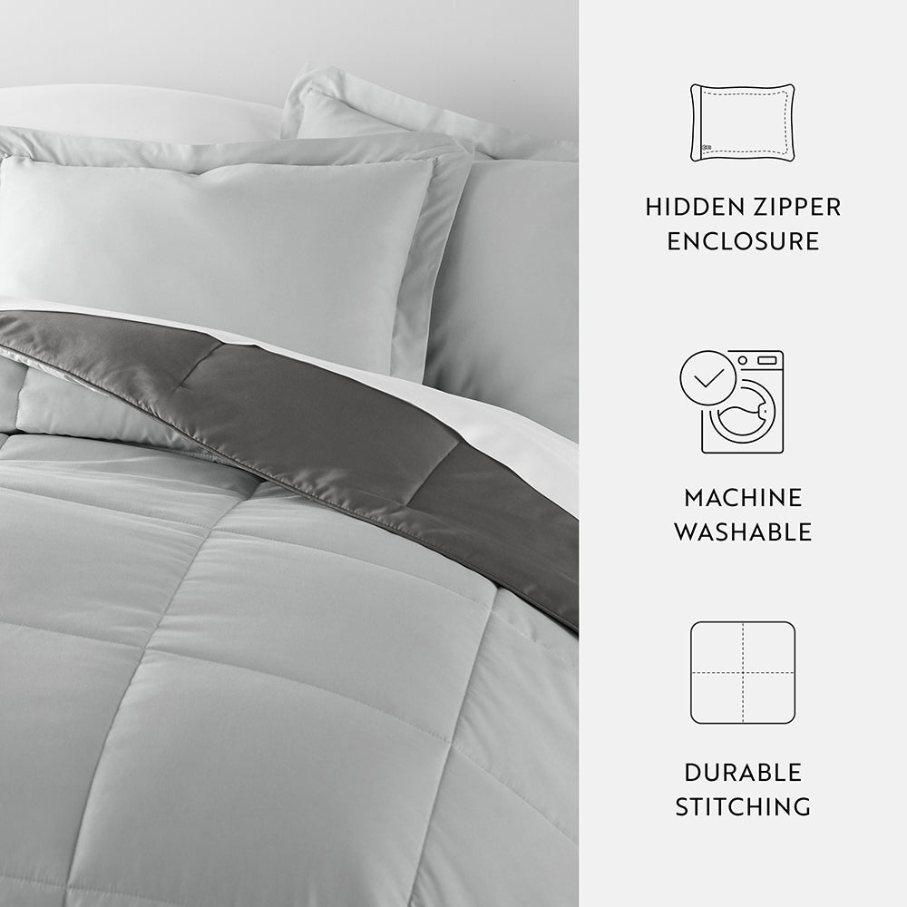 Reversible Down Alternative Comforter Set - Ultra Soft All Season Bedding - Perfect for Guest Rooms, Dorms & Cozy Home Decor