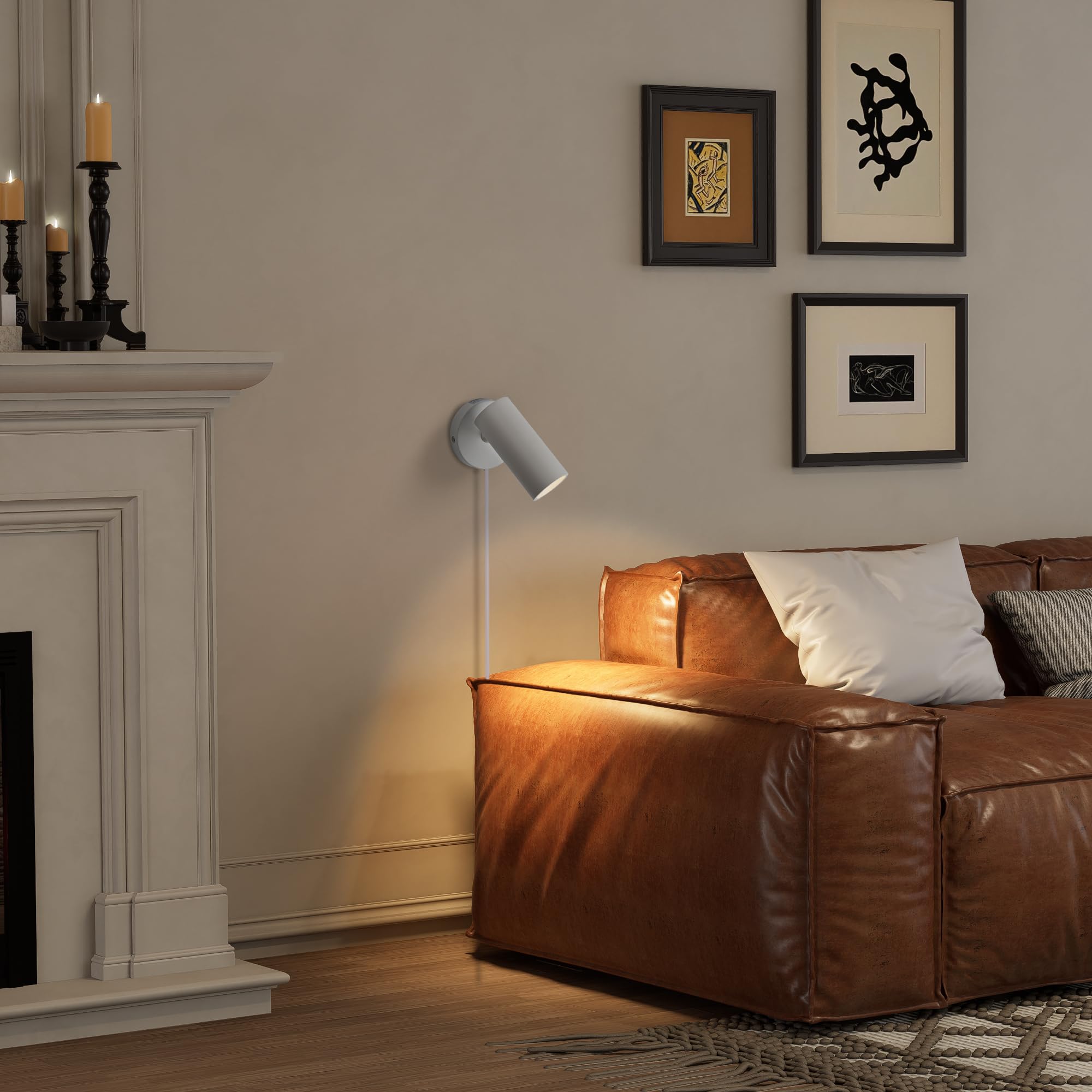 Aisilan 12W LED Adjustable Wall Spotlight - Warm White COB Light CRI≥97, Modern Directional Uplight with On/Off Switch, Aluminum Wall Sconce for Art Display, Floor & Ceiling Lighting | Perfect for Gallery, Living Room, Bedroom and Hallway Accent Lighting