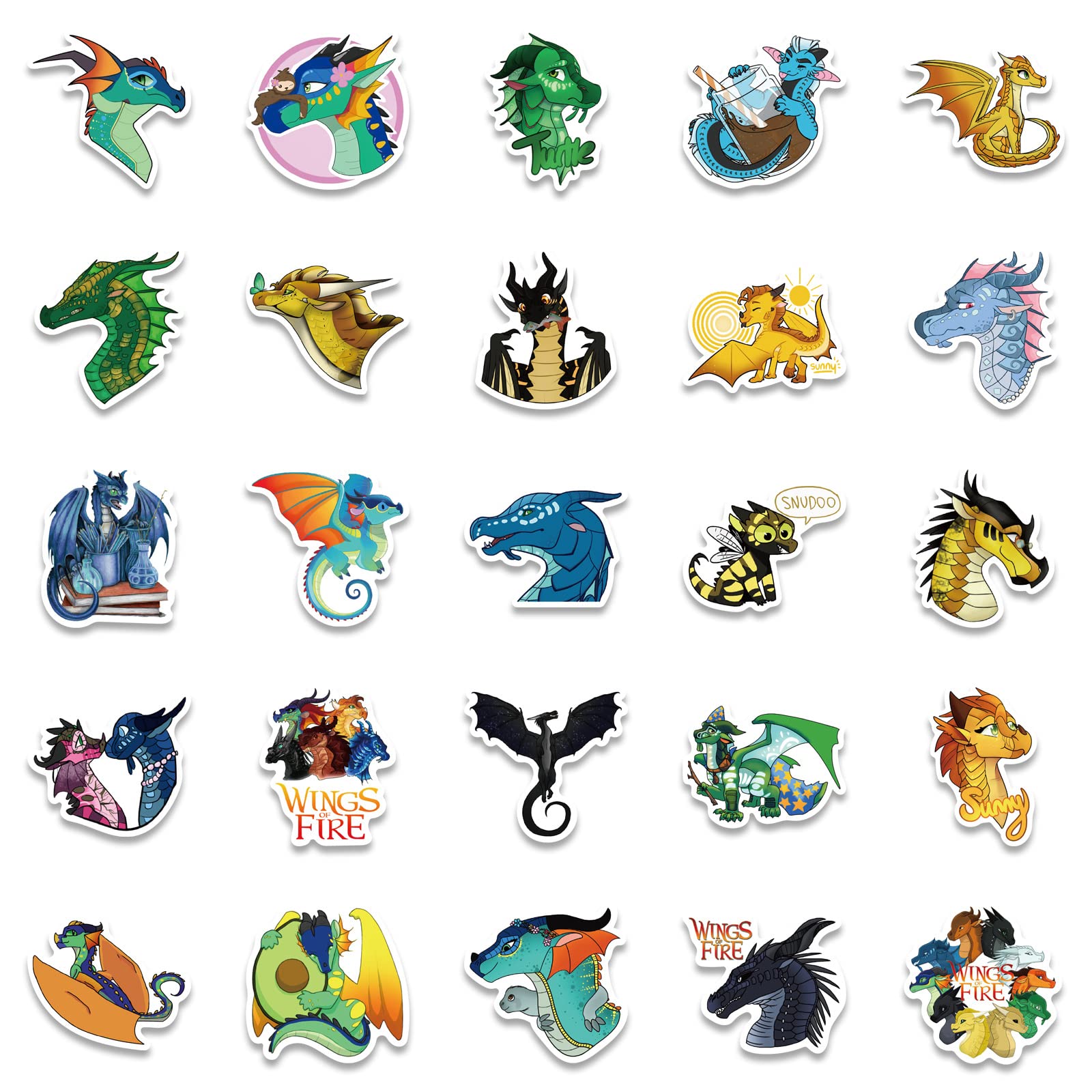 50 Pack Wings of Fire Vinyl Stickers - Waterproof Cartoon Decals for Water Bottles, Laptops, Skateboards | Cute Aesthetic VSCO Stickers for Teens, Kids & Girls | Perfect for School Supplies, DIY Crafts & Personalizing Belongings