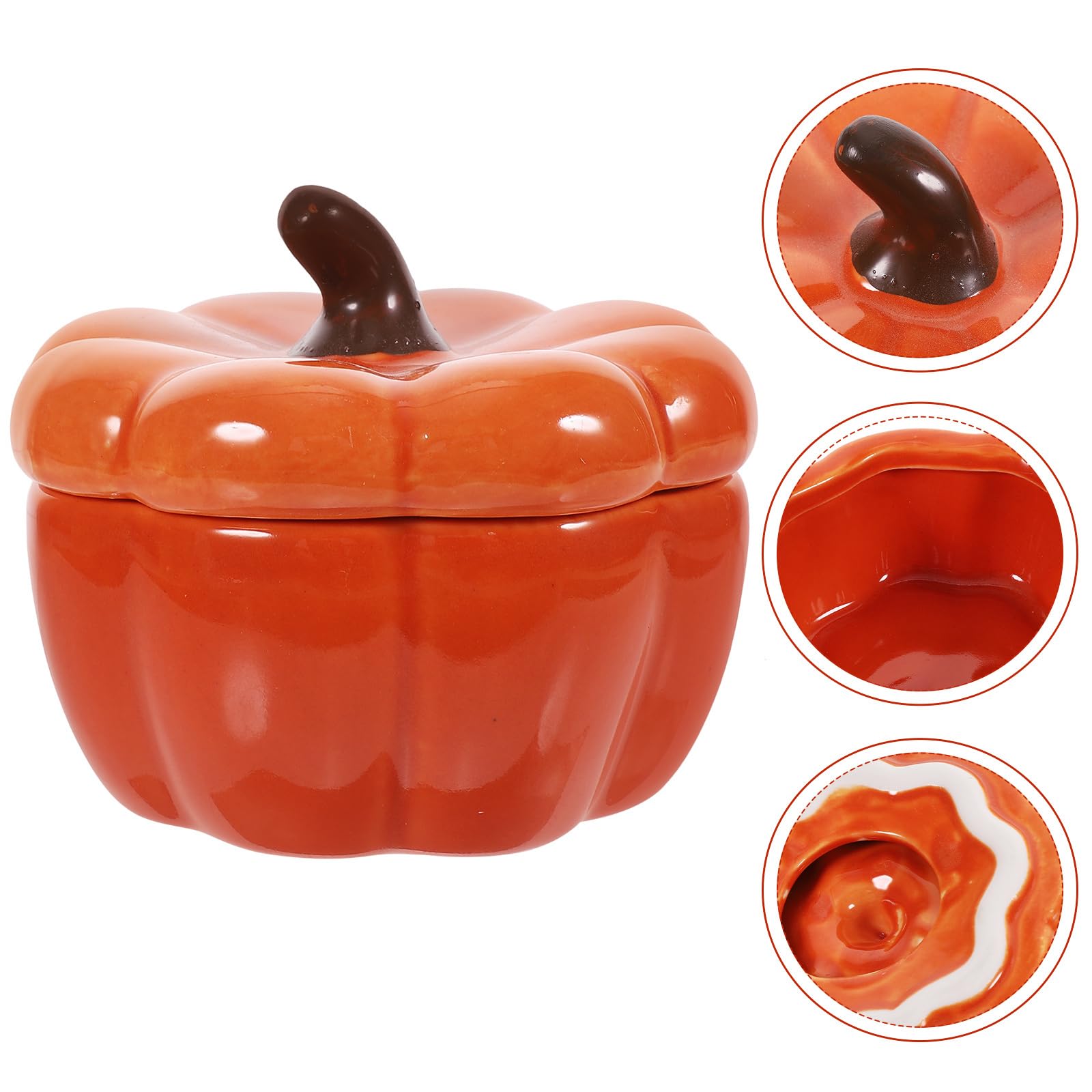 SOLUSTRE Ceramic Pumpkin Candle Holder - Halloween & Thanksgiving Candlestick with Lid, Decorative Soup Bowl for Home Table Decor | Perfect for Fall Centerpieces, Holiday Parties & Cozy Dining
