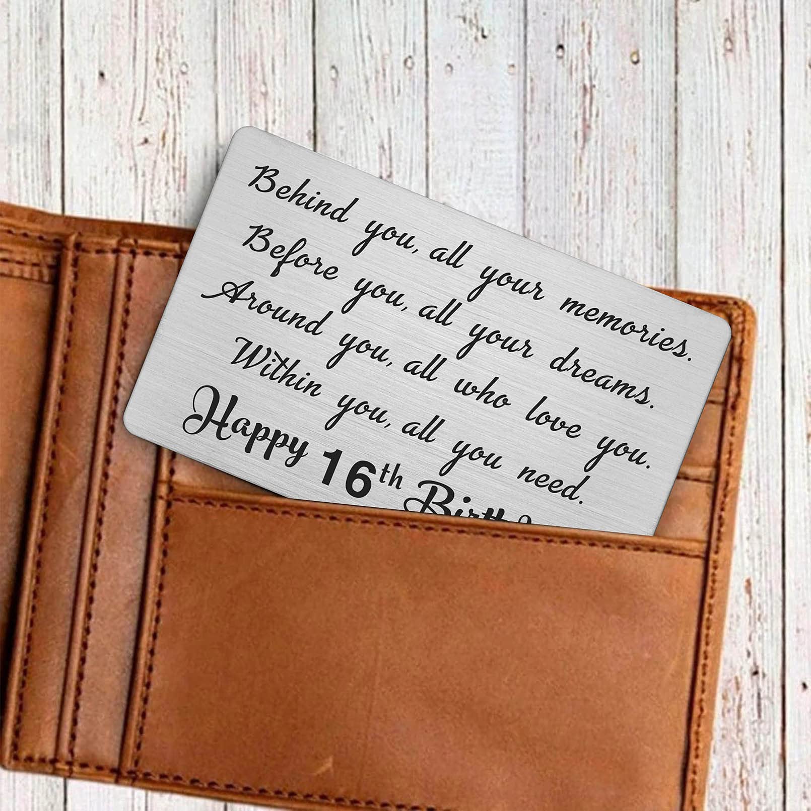 16th Birthday Wallet Card Gift for Boys & Girls - Personalized Engraved Keepsake for Sweet 16 Celebrations | Perfect for Birthday Decorations, Party Favors & Milestone Gifts