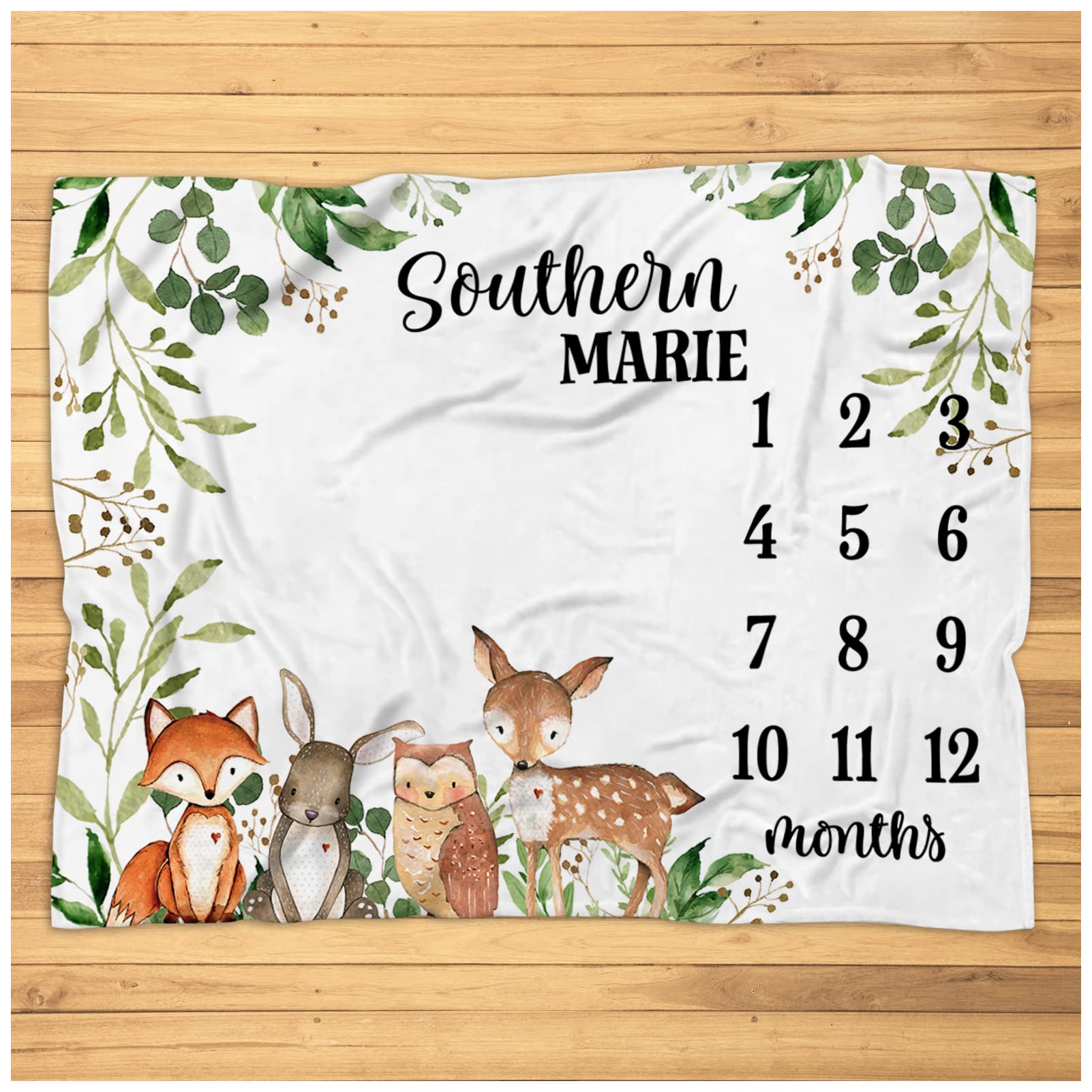 Woodland Milestone Blanket - Soft Fleece Fox Baby Blanket for Newborn Gifts, Monthly Growth Tracker & Nursery Decor | Super Soft Plush Fleece Blanket for Boys & Girls | Perfect for Baby Showers, First Birthday & Photo Shoots