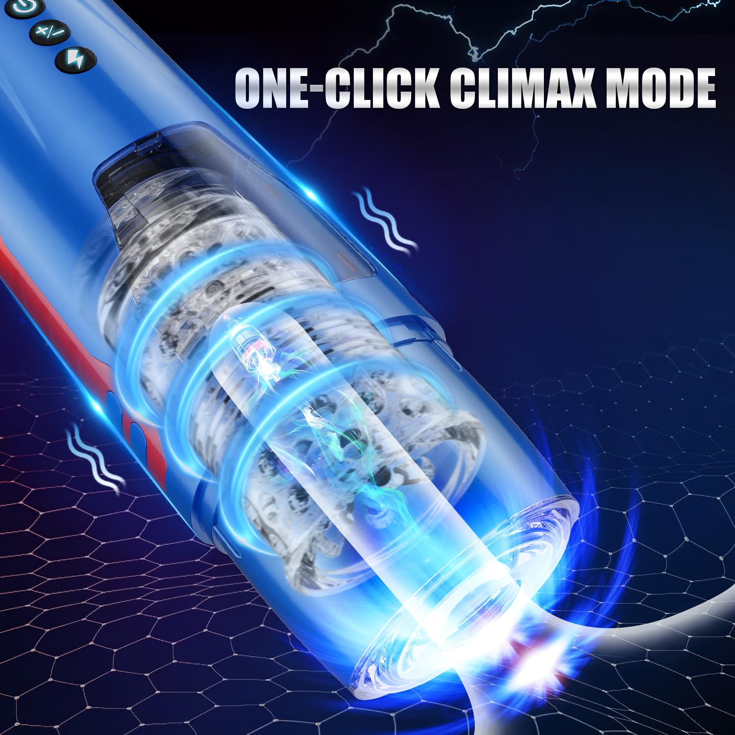 Automatic Male Masturbator with 7 Thrusting & Rotating Modes - Super Quiet 3D Sleeve Adult Sex Toy for Men (Blue) | Perfect for Solo Pleasure, Discreet Use at Home
