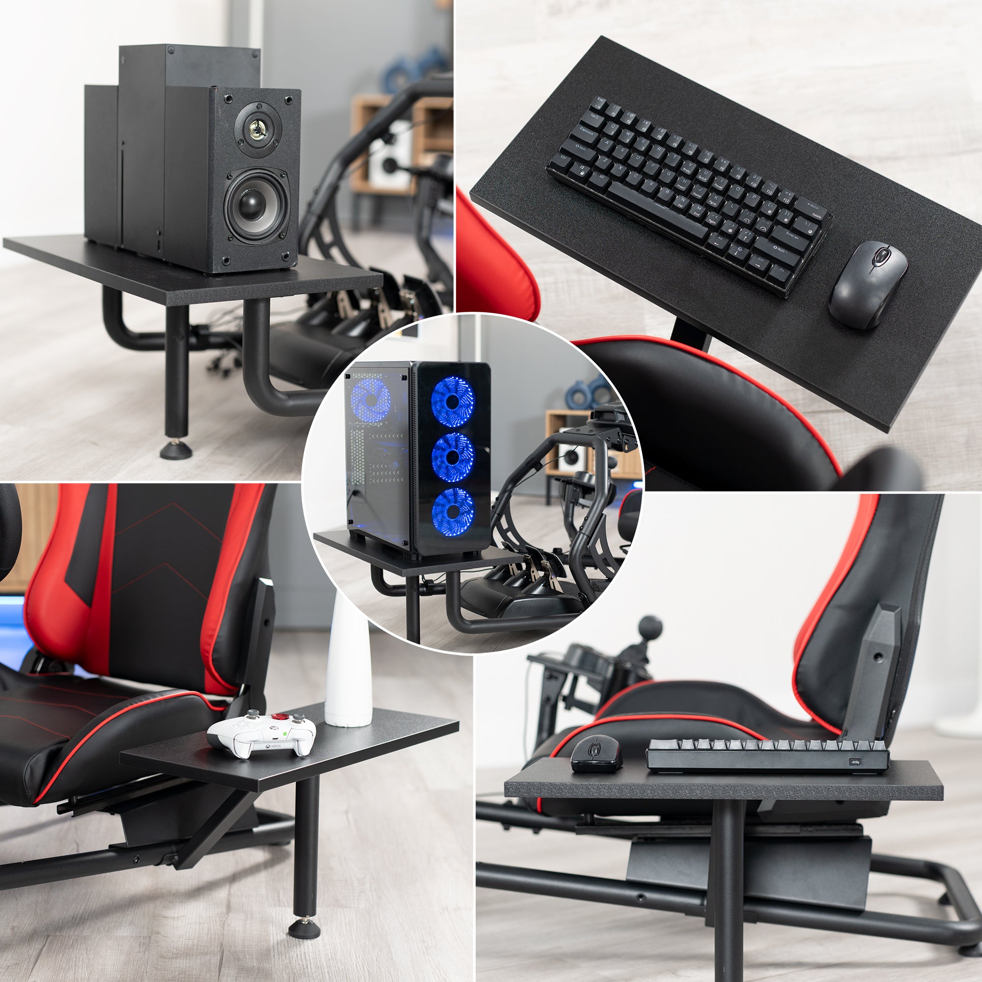 Premium Racing Simulator Cockpit with Adjustable TV Mount & Storage Shelf Kit - Ultimate Gaming Setup for PC, PS5 & Xbox - Perfect for Home Arcade & Esports Training