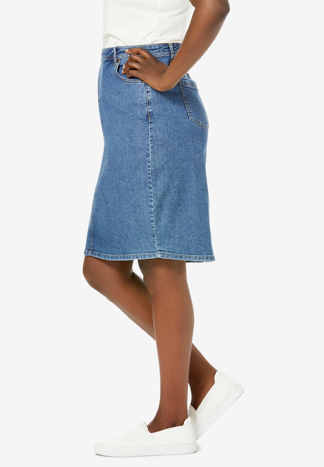 Jessica London Women's Plus Size True Fit A-line Denim Short Mini Skirt - Size 28, Medium Stonewash | Comfortable Stretch Denim for Casual Outfits, Summer Wear & Date Nights