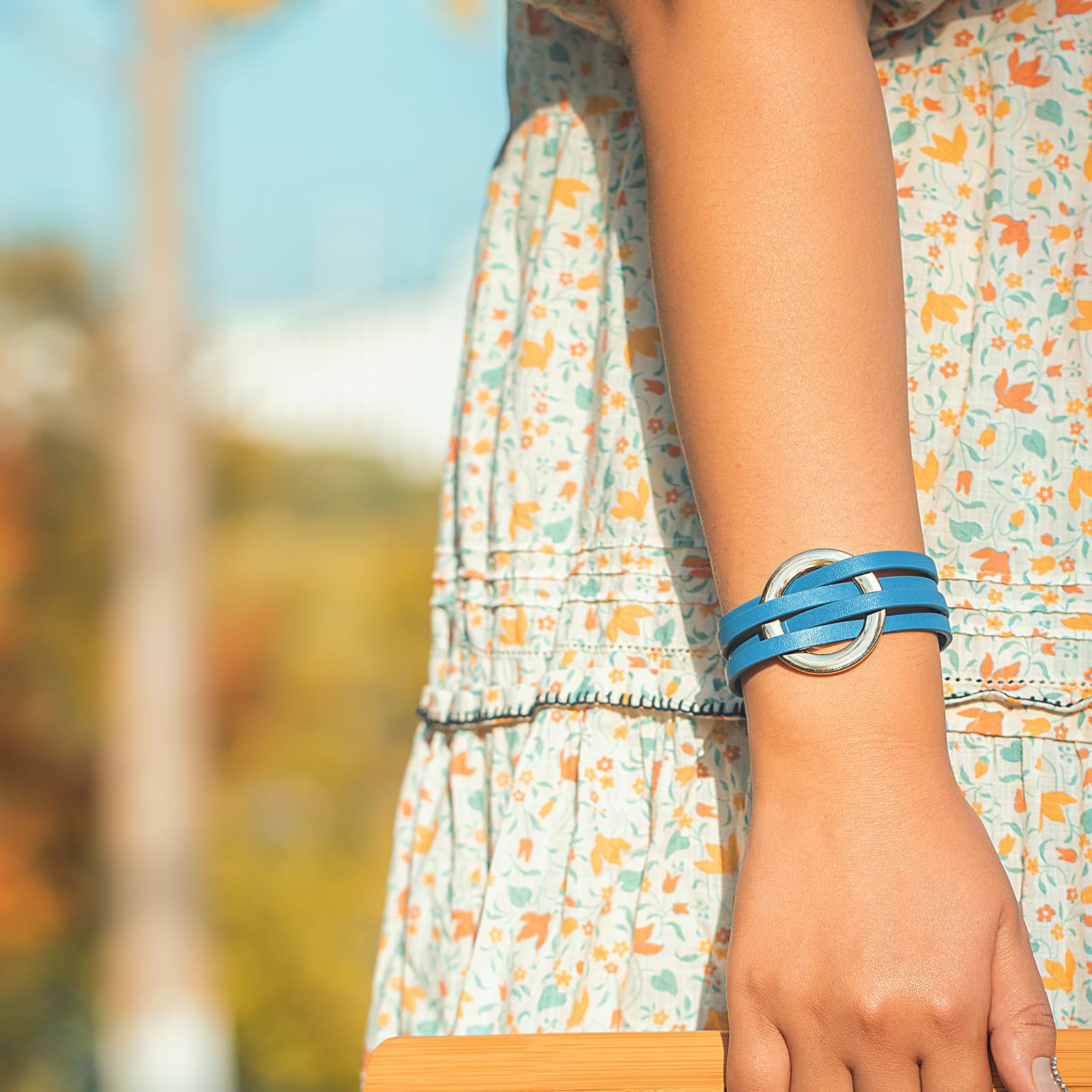 Stylish Boho Braided Leather Wrap Bracelet with Magnetic Clasp - Stackable Layered Cuff Bracelet for Women | Perfect for Casual Wear, Festivals & Layered Jewelry Looks
