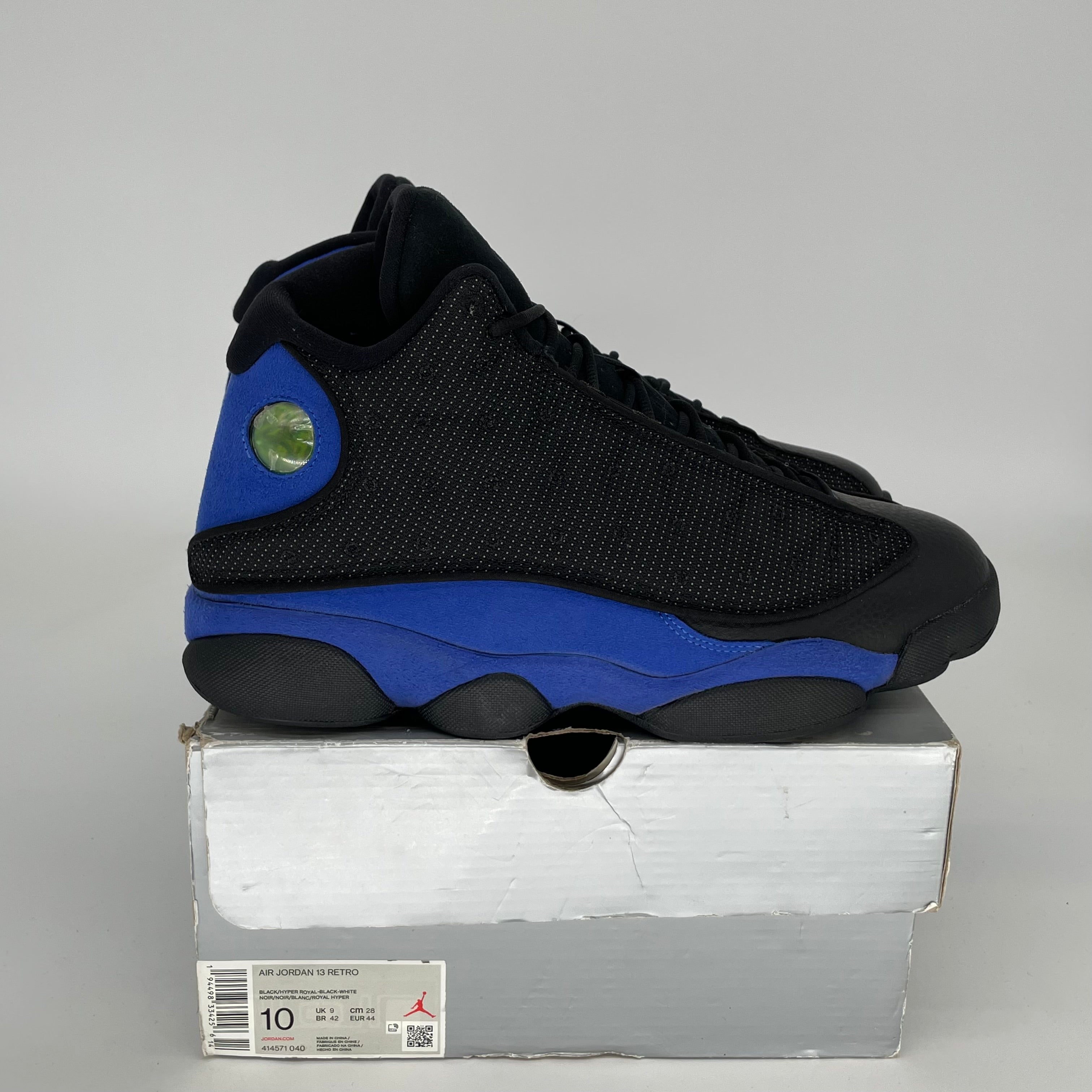 Original Air Jordan 13 Retro 'Black Hyper Royal' Men's Basketball Shoes Size 10 (414571-040) - Perfect for Streetwear, Sneaker Collecting & Casual Sports