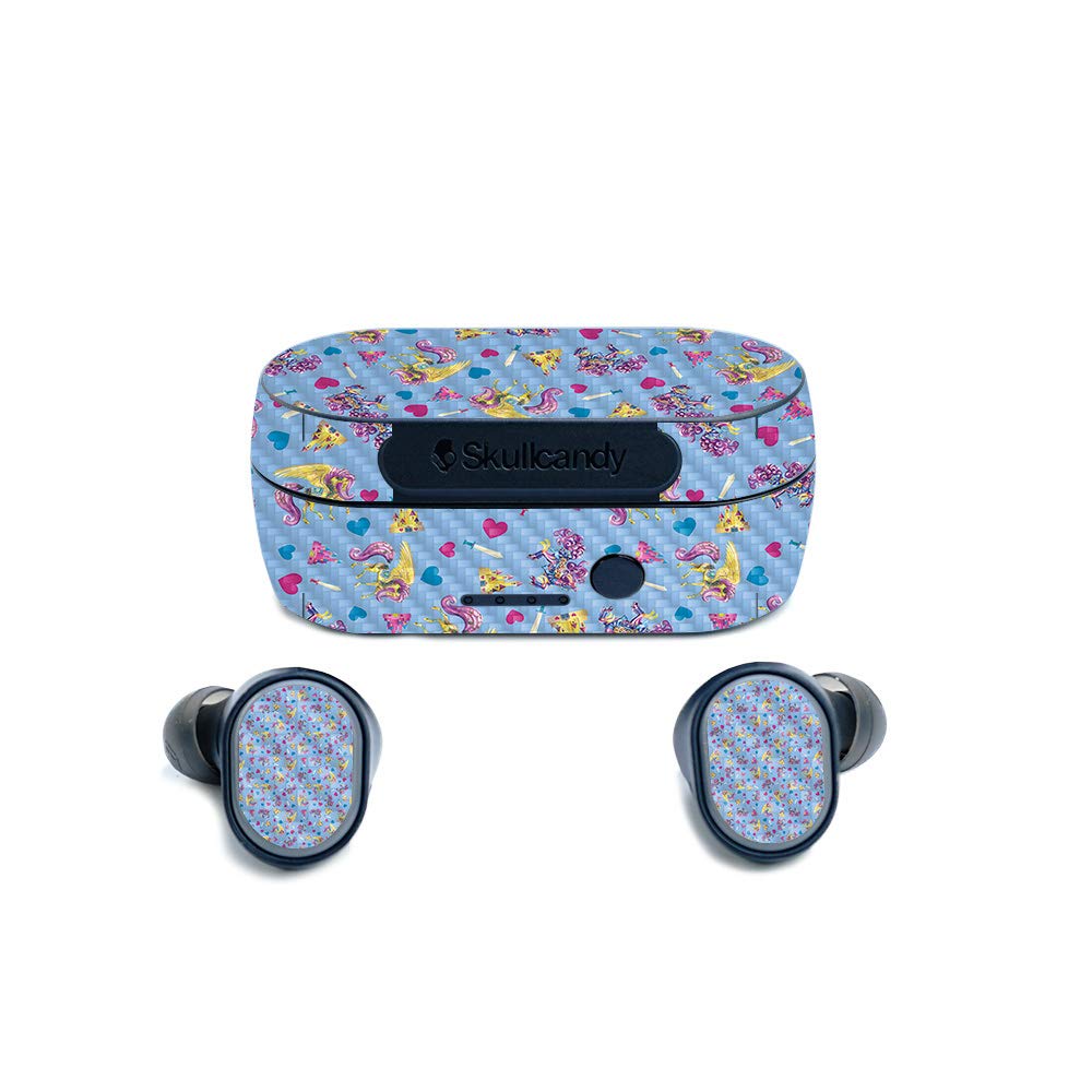 MightySkins Carbon Fiber Skin for Skullcandy Sesh True Wireless Earbuds - Castle Unicorns Design | Protective Durable Textured Cover | Easy to Apply | Made in USA | Perfect for Gym, Travel & Daily Use