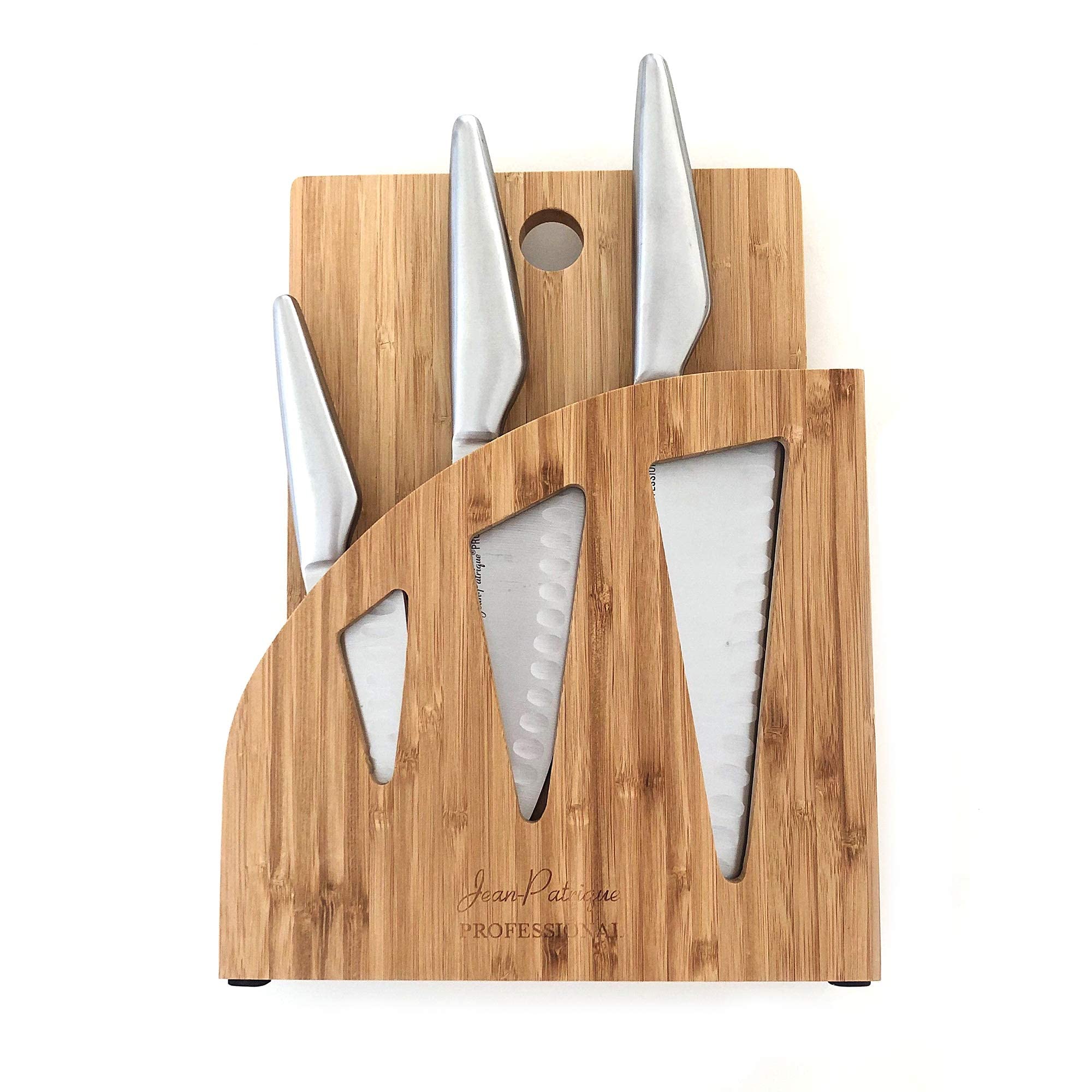 Premium 3-Piece Stainless Steel Kitchen Knife Set with Wooden Block - Professional Chef Knives for Meat, Vegetables & Fruits | Perfect for Home Cooking, BBQ, and Food Preparation