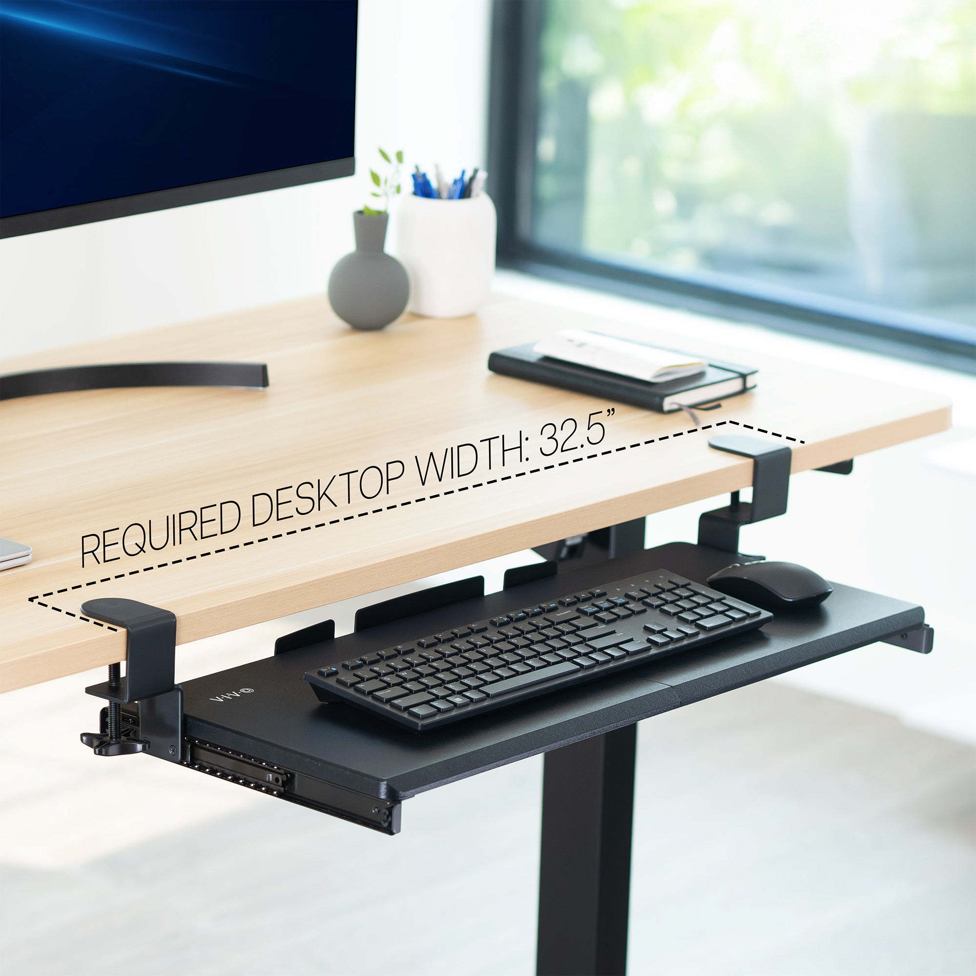 Ergonomic Clamp-On Keyboard Tray - Adjustable Under Desk Mount for Computer Workstations | Perfect for Home Office, Gaming Setup & Workspace Organization