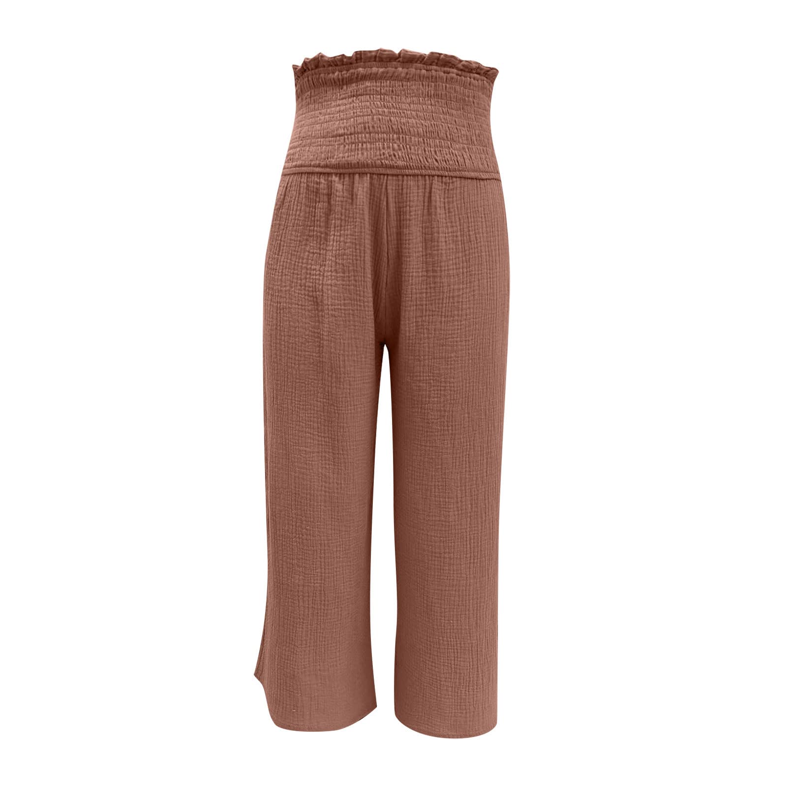 LCZIWO Women's Linen Pants - High Waist Wide Leg Palazzo Trousers for Beach & Casual Wear