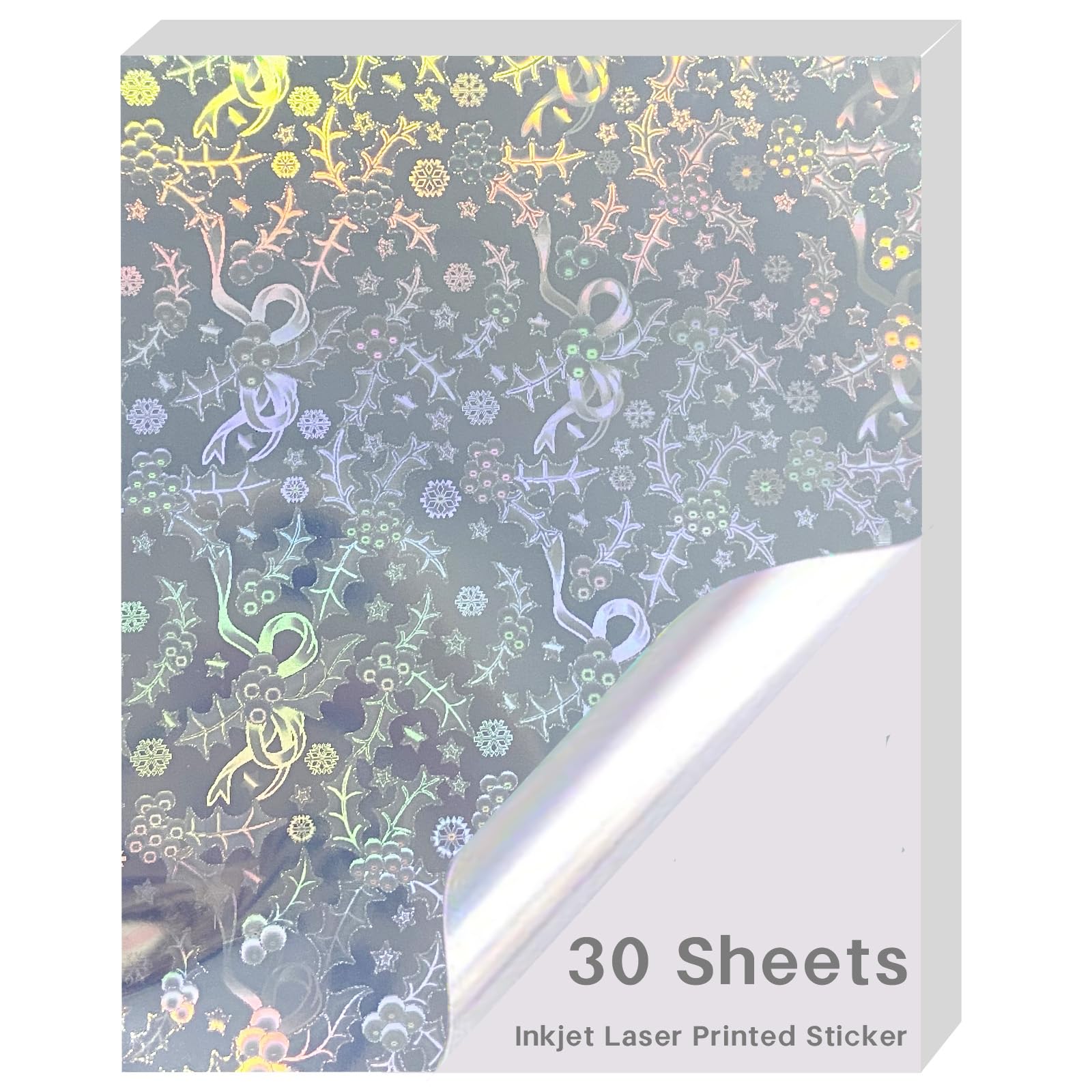 30 Sheets Holographic Vinyl Printable Sticker Paper - A4 (8.25