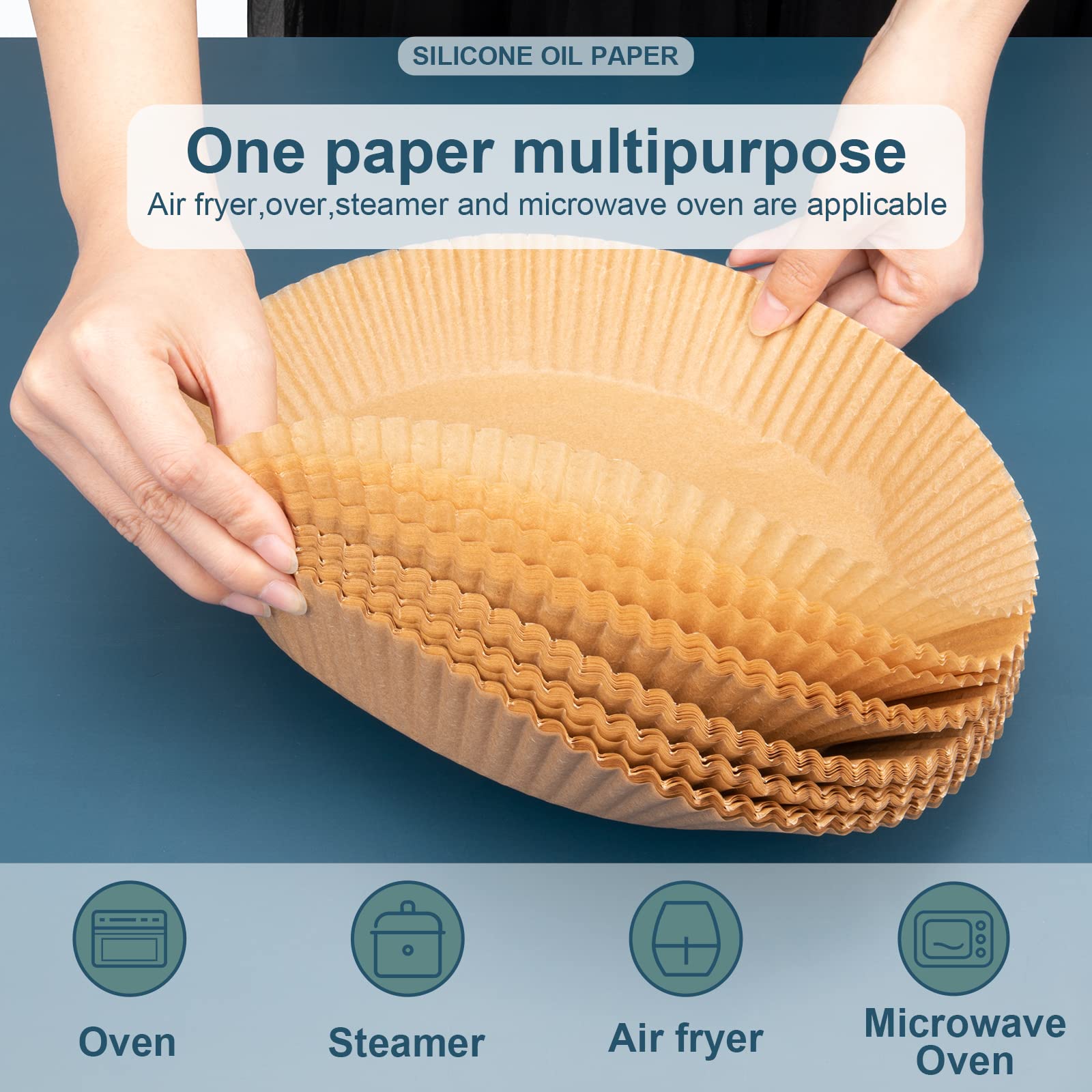 100pcs 7.9inch Air Fryer Parchment Paper Liners - Non-Stick, Oil-Proof, Food Grade Baking Sheets for Air Fryer, Oven, Microwave - Perfect for Roasting, Baking & Reheating Foods