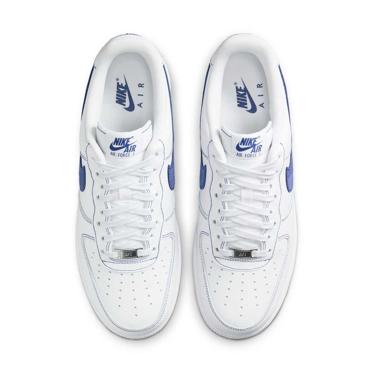 Nike Air Force 1 '07 LV8 Men's Sneakers - White & Deep Royal Blue Basketball Shoes for Casual Wear & Street Style