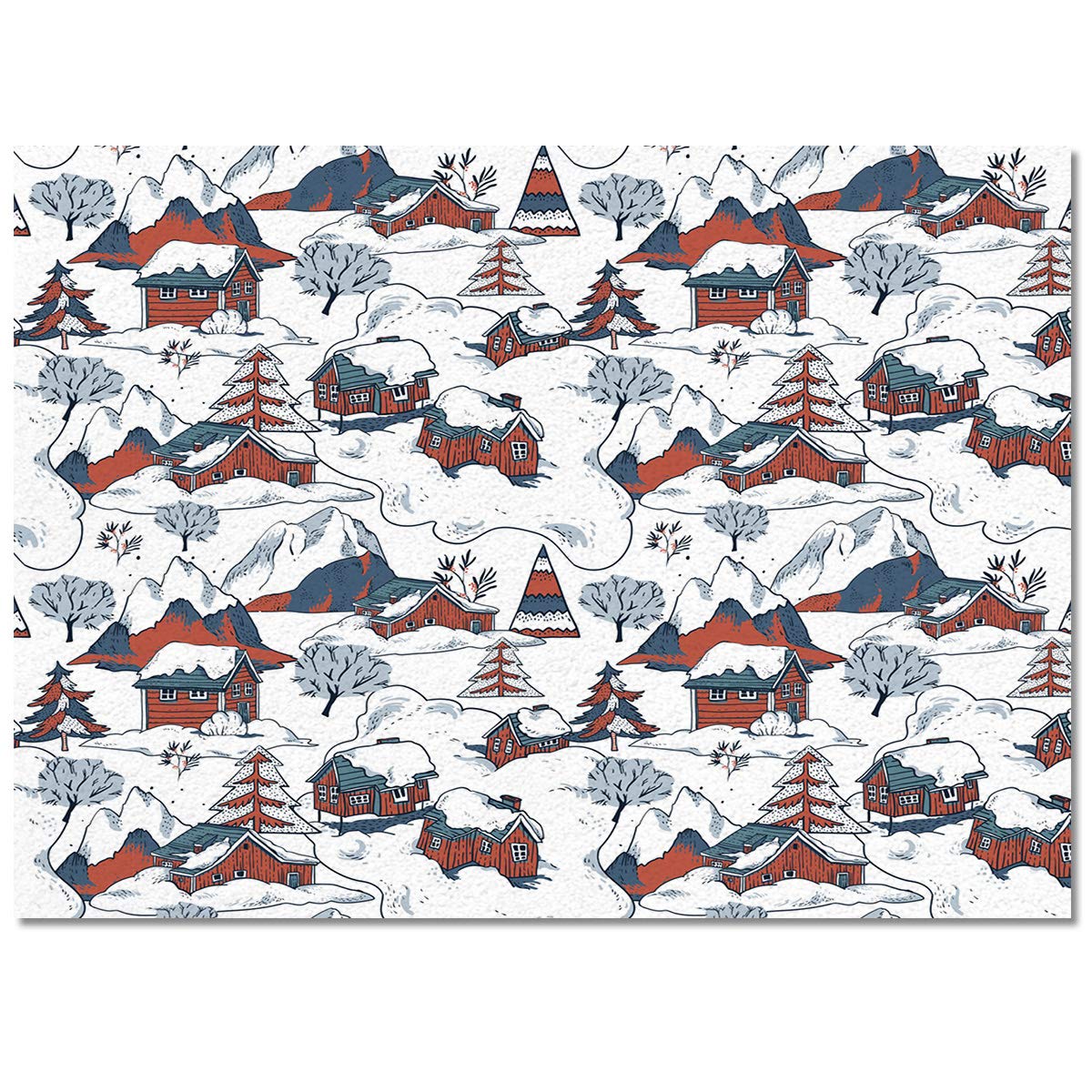 Pinkinco Winter Snow Scene Farmhouse Area Rug - Soft Rectangle Floor Carpet for Bedroom, Living Room, Kids Play Area | Cozy Home Decor, Door Mat, Country Barn Style Rug for Christmas & Seasonal Decor