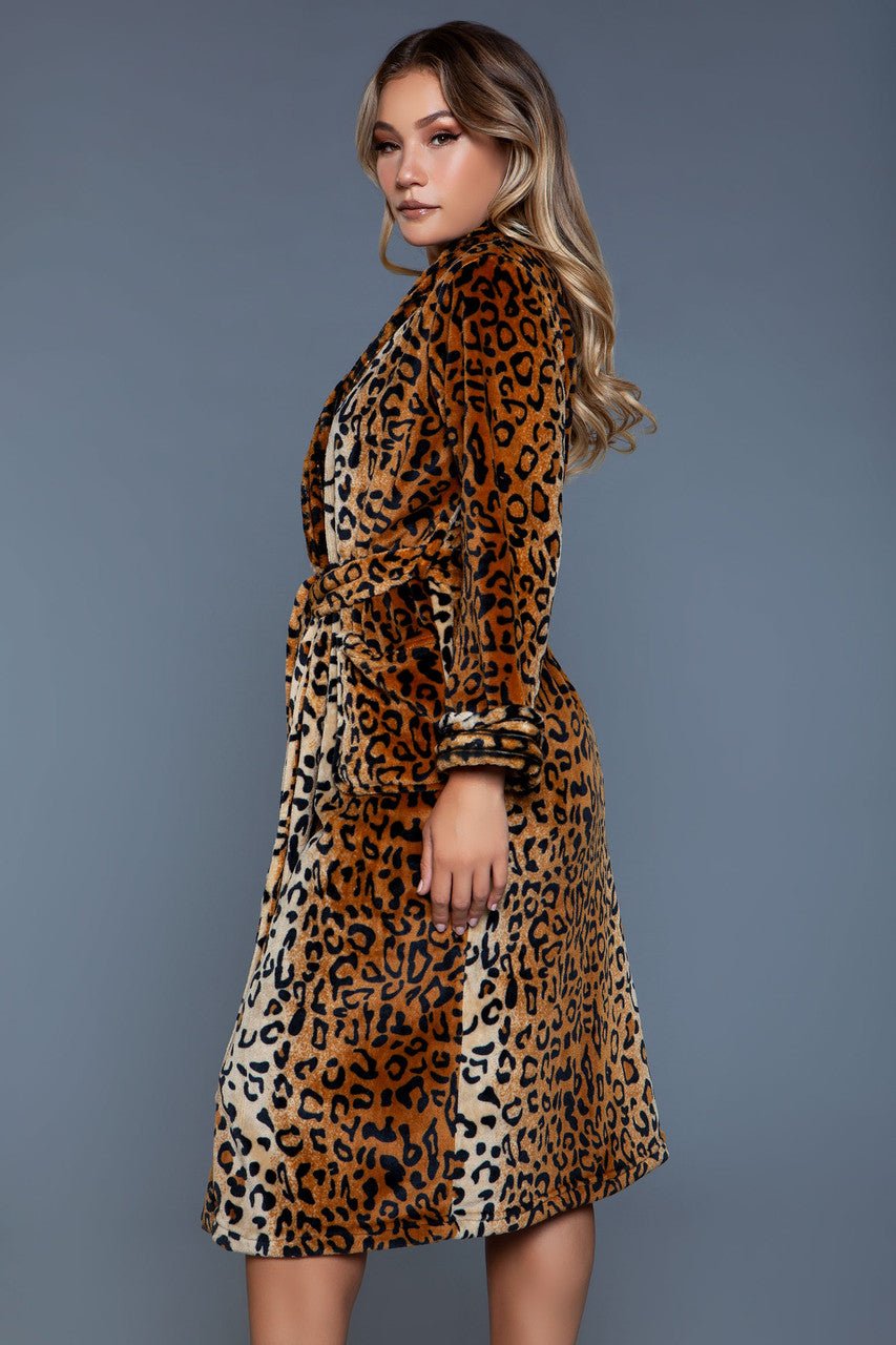 BeWicked Women's Leopard Print Robe 2071 | Soft & Sexy Lingerie Robe for Women | Perfect for Boudoir, Bridal Shower & Romantic Nights