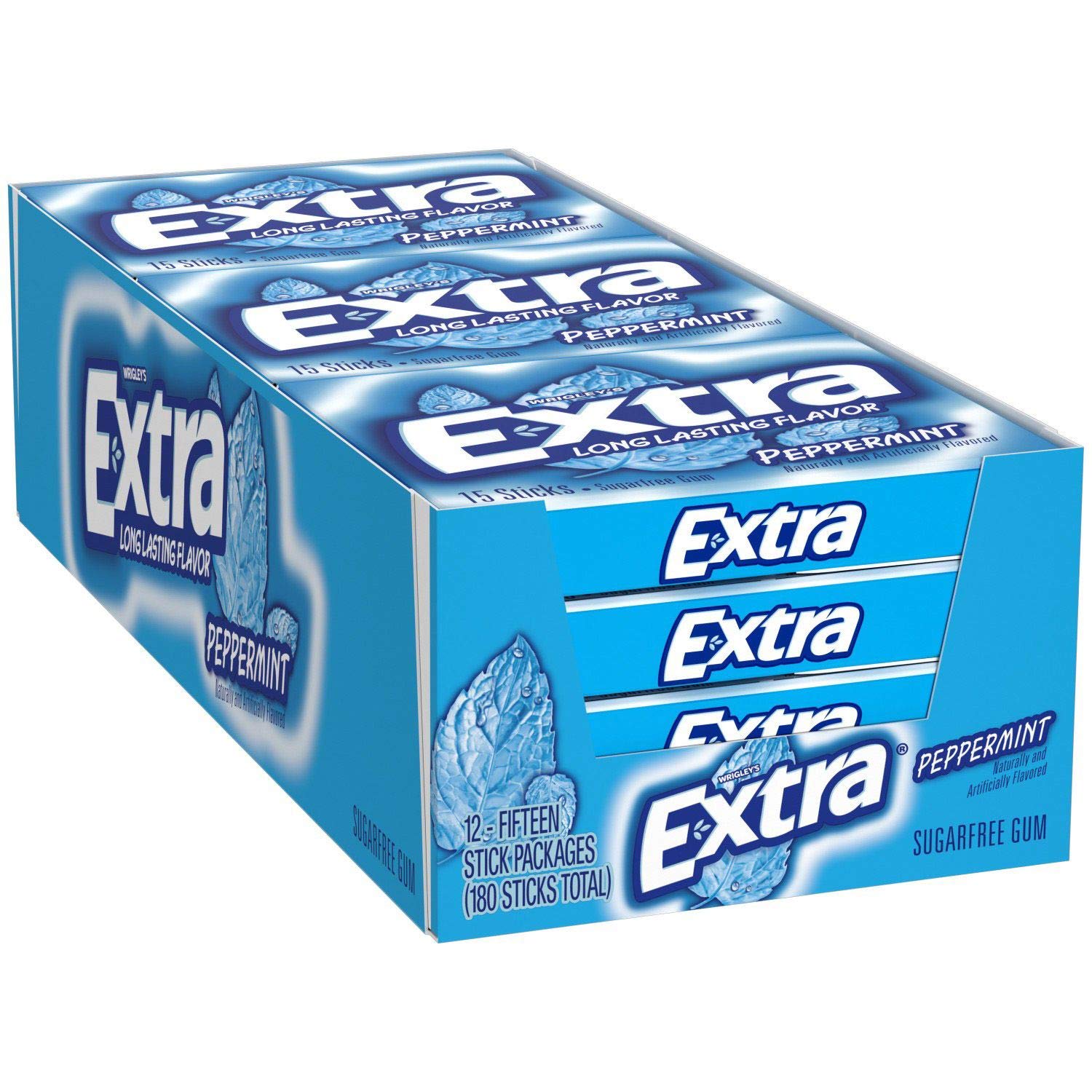 Extra Peppermint Chewing Gum - Bulk Pack of 180 Pieces - Fresh Breath for Work, School & Travel - Sugar-Free Bubble Gum for On-the-Go Freshness