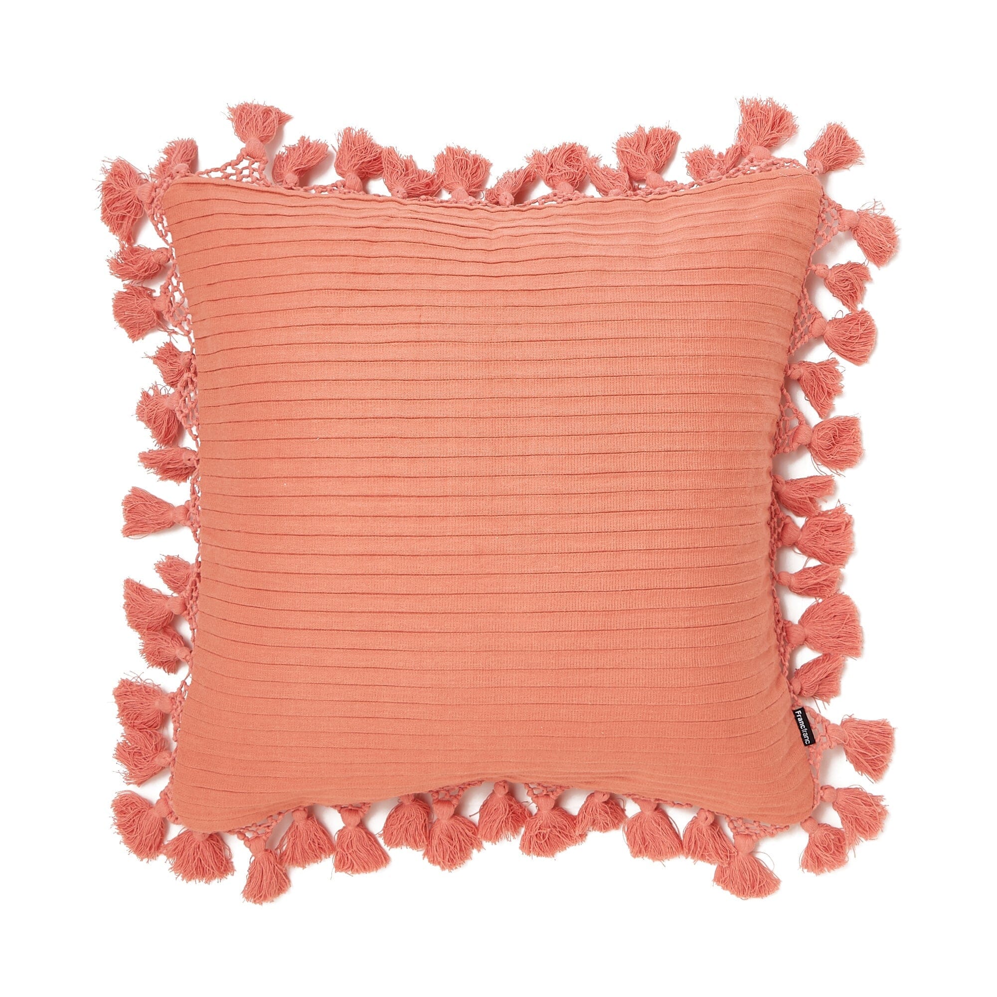 Handmade Macrame Tassel Cushion Cover 18x18 Inches Orange - Bohemian Home Decor for Living Room, Bedroom & Outdoor