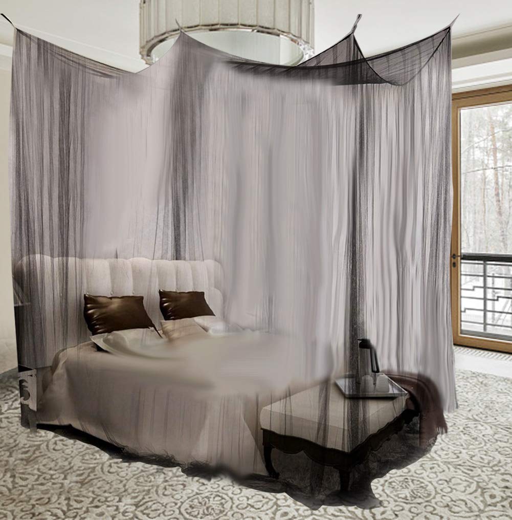 Foldable Mosquito Net for Full to King Size Bed - Portable & Adjustable Canopy Netting for Indoor & Outdoor Use (Black) | Perfect for Camping, Travel, and Home Protection